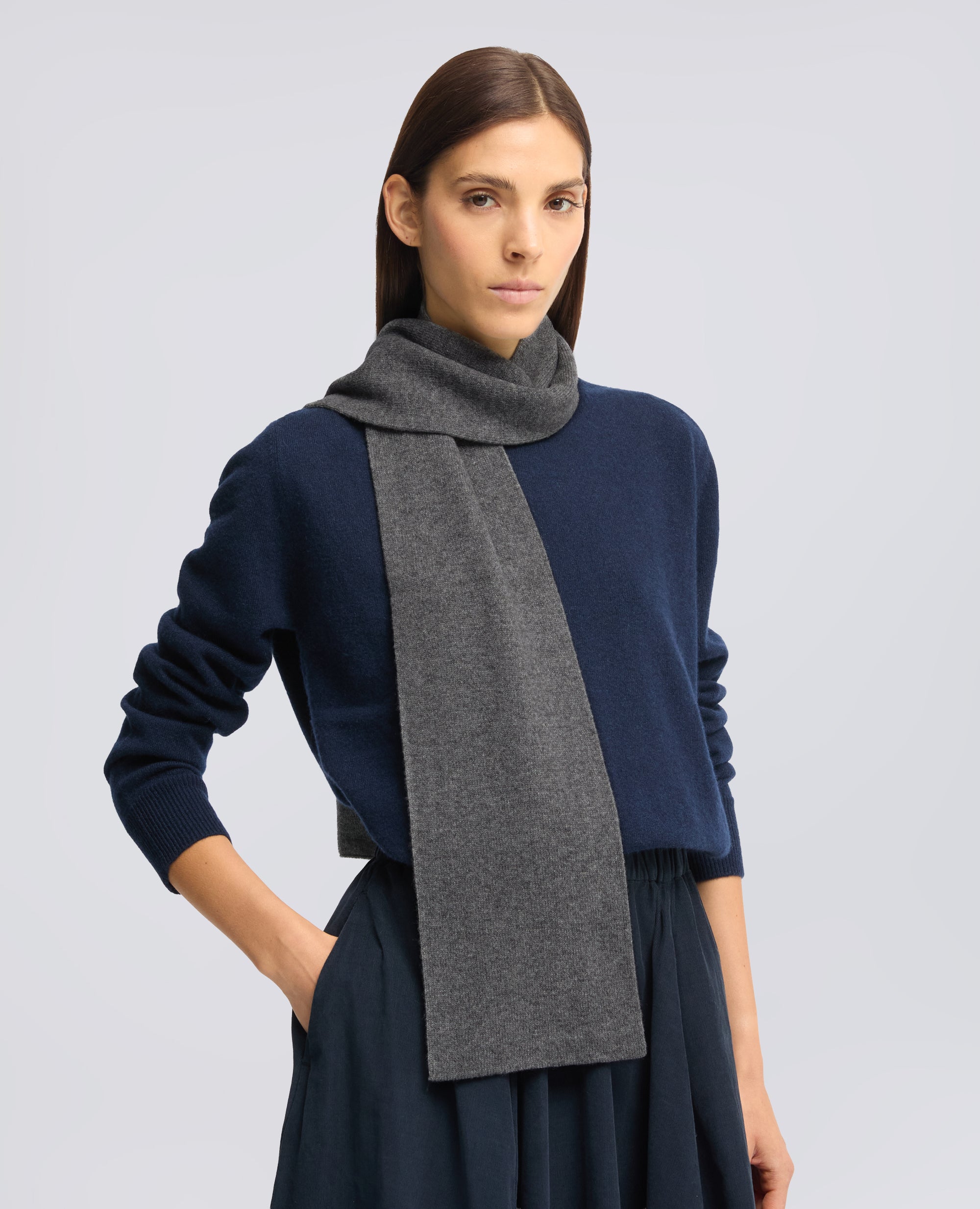 SCIARPA IN LANA, YAK E CASHMERE - GRIGIO - ASPESI