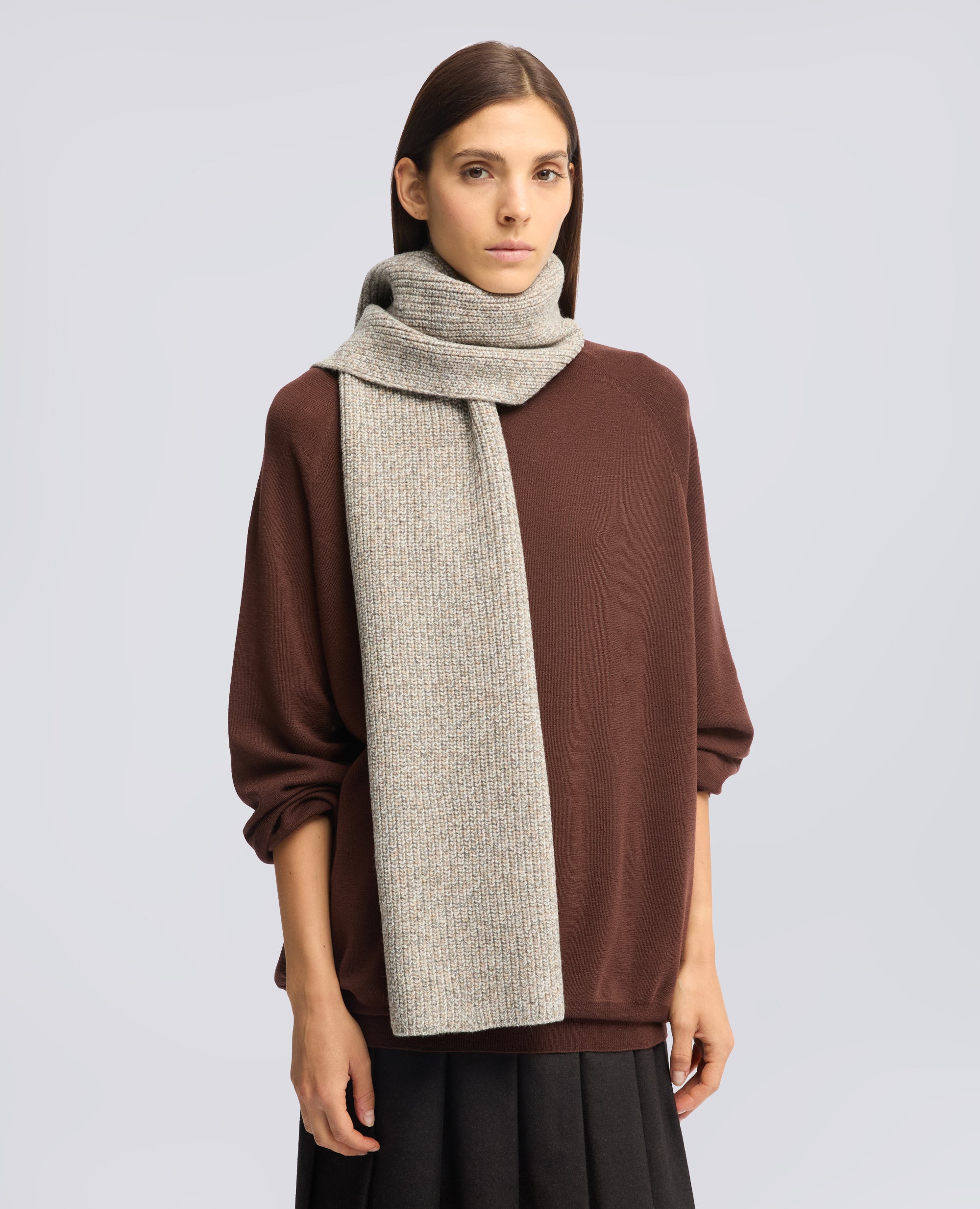SCIARPA IN LANA A COSTE - BEIGE - ASPESI
