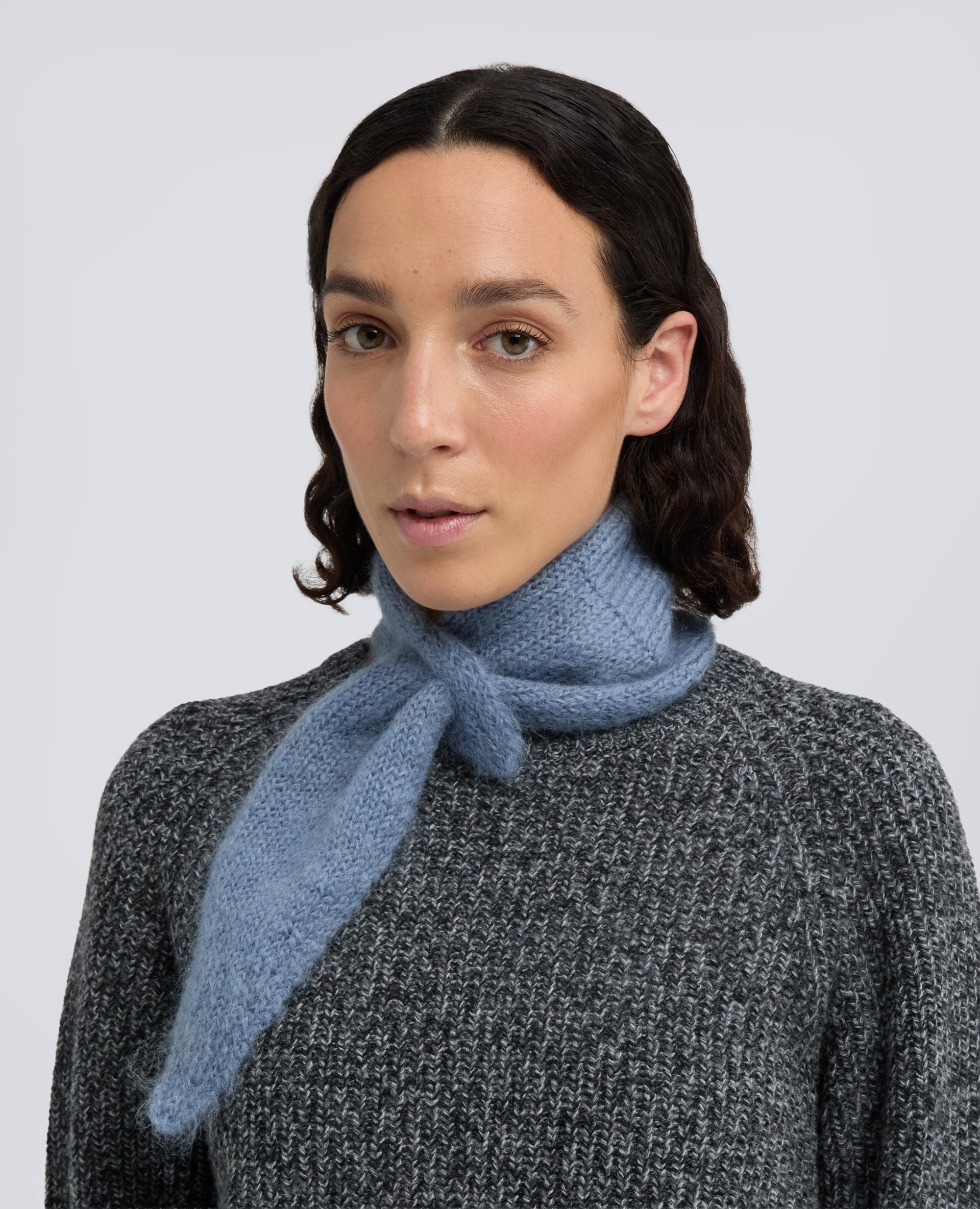PICCOLO FOULARD IN MOHAIR E LANA - AZZURRO - ASPESI