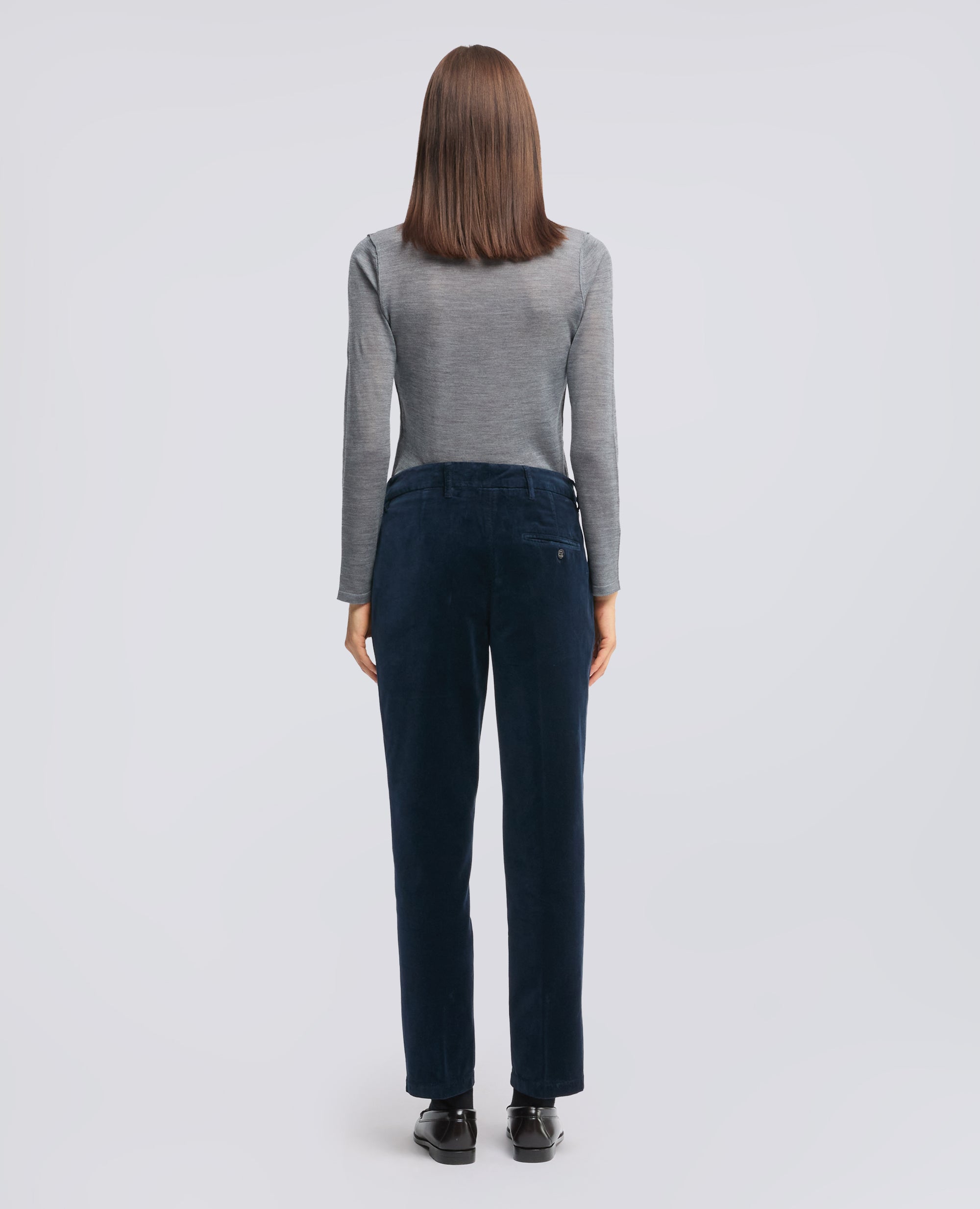 PANTALONE IN VELLUTO LISCIO - BLU - ASPESI