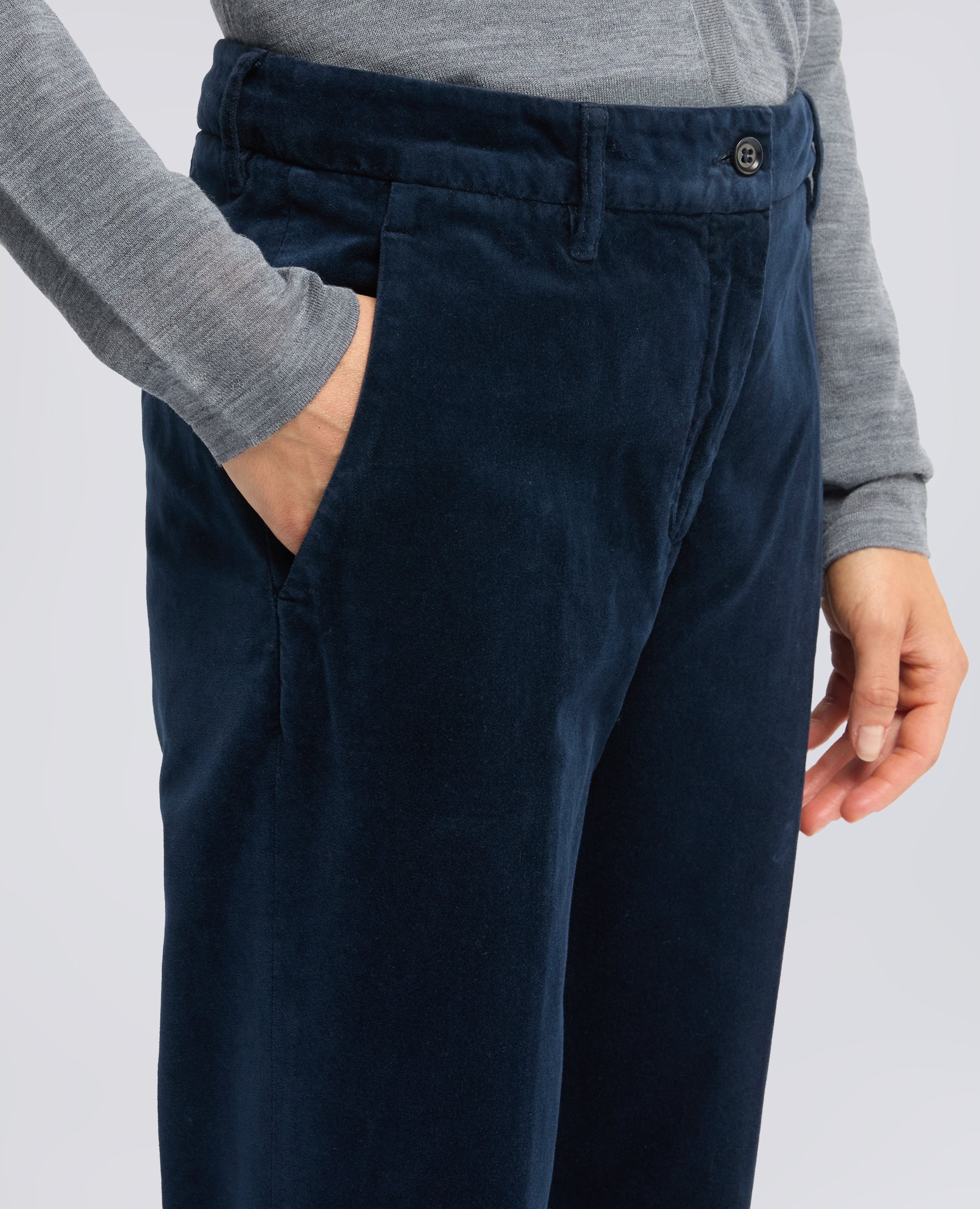 PANTALONE IN VELLUTO LISCIO - BLU - ASPESI