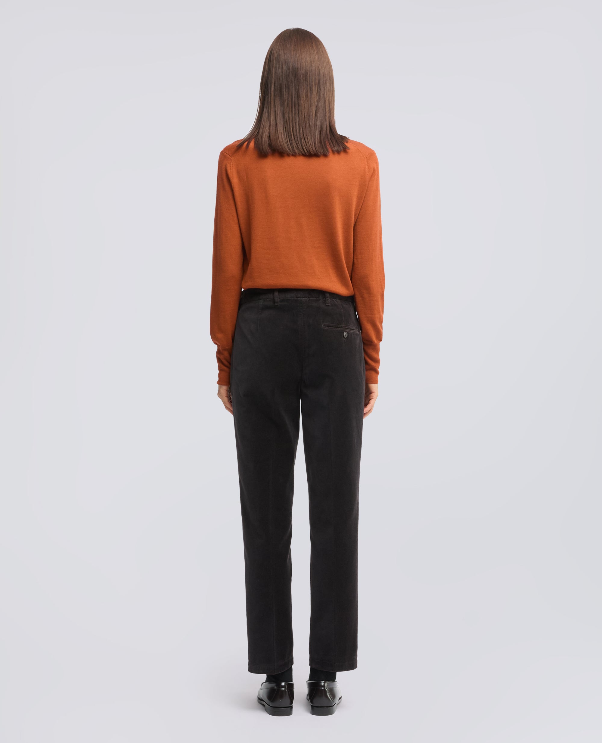 PANTALONE IN VELLUTO LISCIO - MARRONE - ASPESI