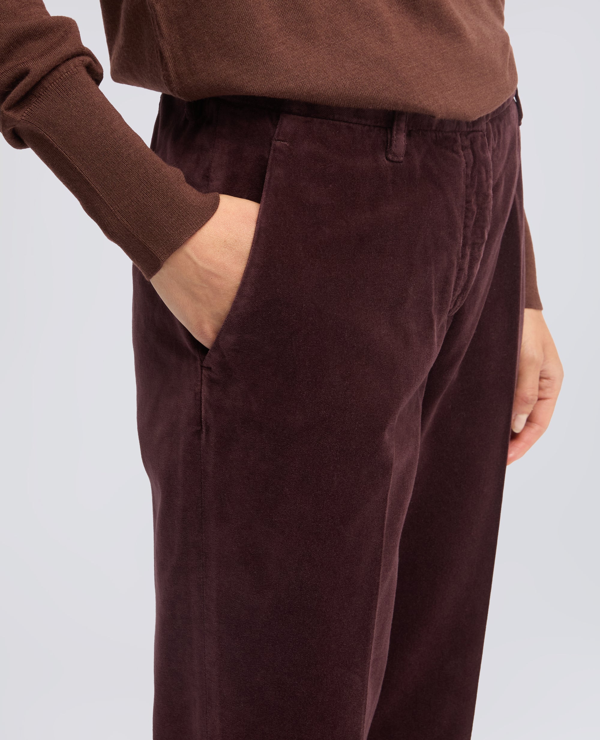 PANTALONE IN VELLUTO LISCIO - ROSSO - ASPESI