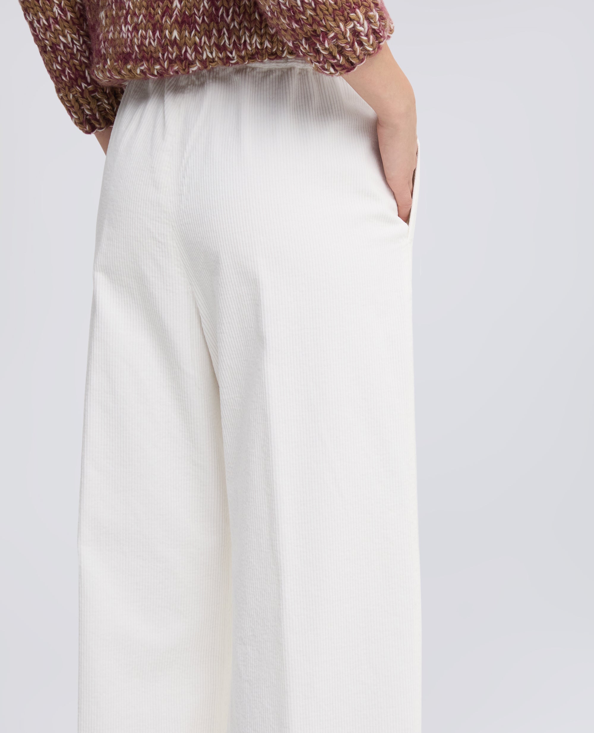 PANTALON EN VELOURS COTELE AVEC ELASTIQUE - NATURALE - ASPESI