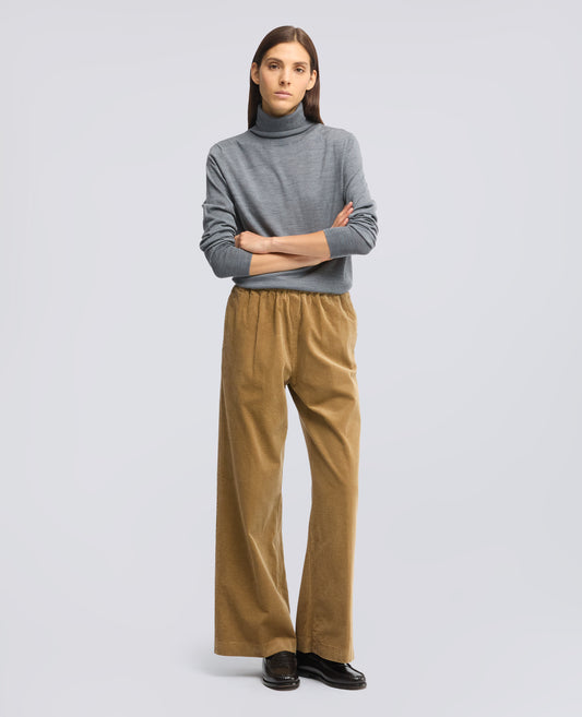 PANTALONE IN VELLUTO A COSTE CON ELASTICO - BEIGE - ASPESI