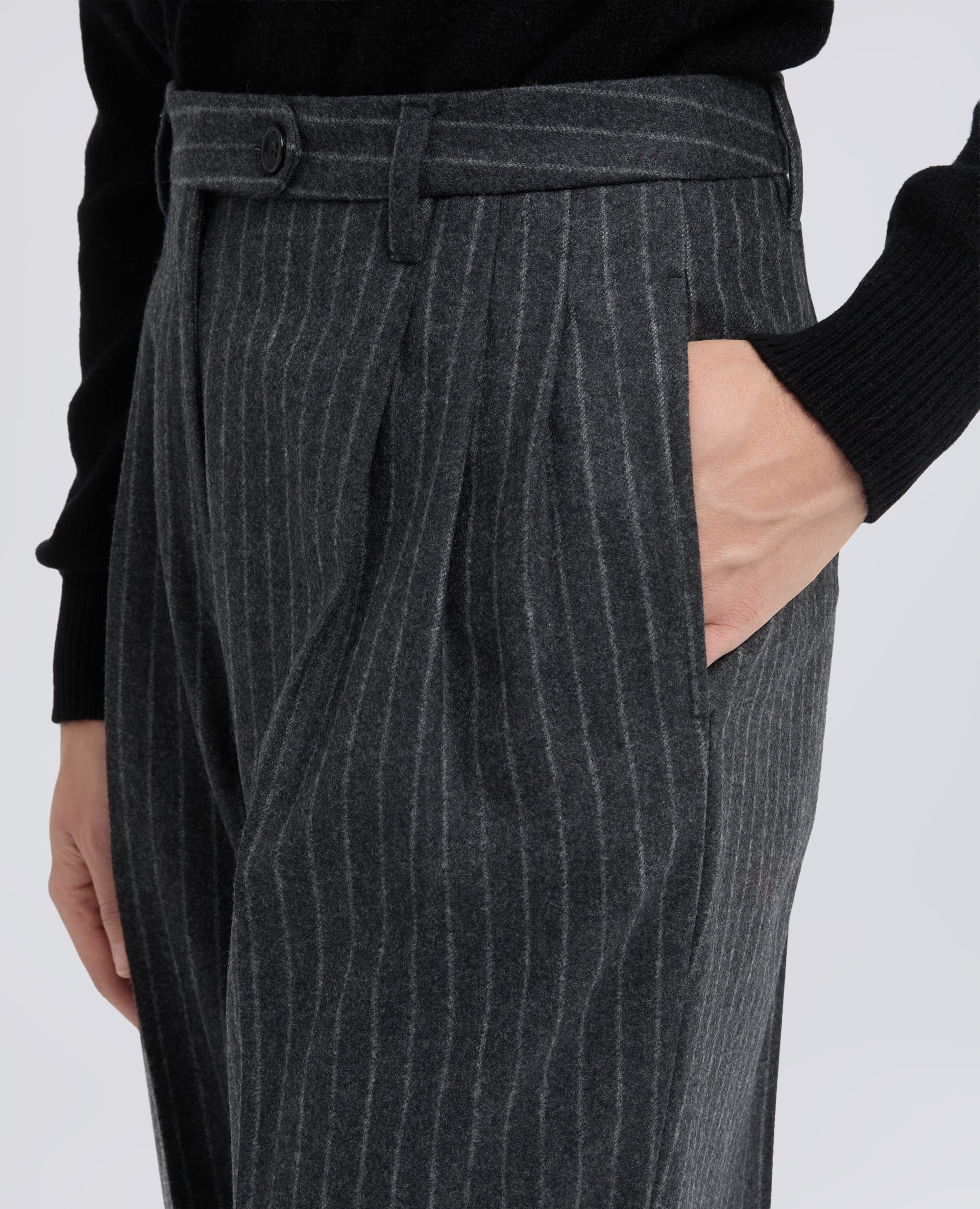 PANTALONE IN FLANELLA DI LANA VERGINE - GRIGIO - ASPESI