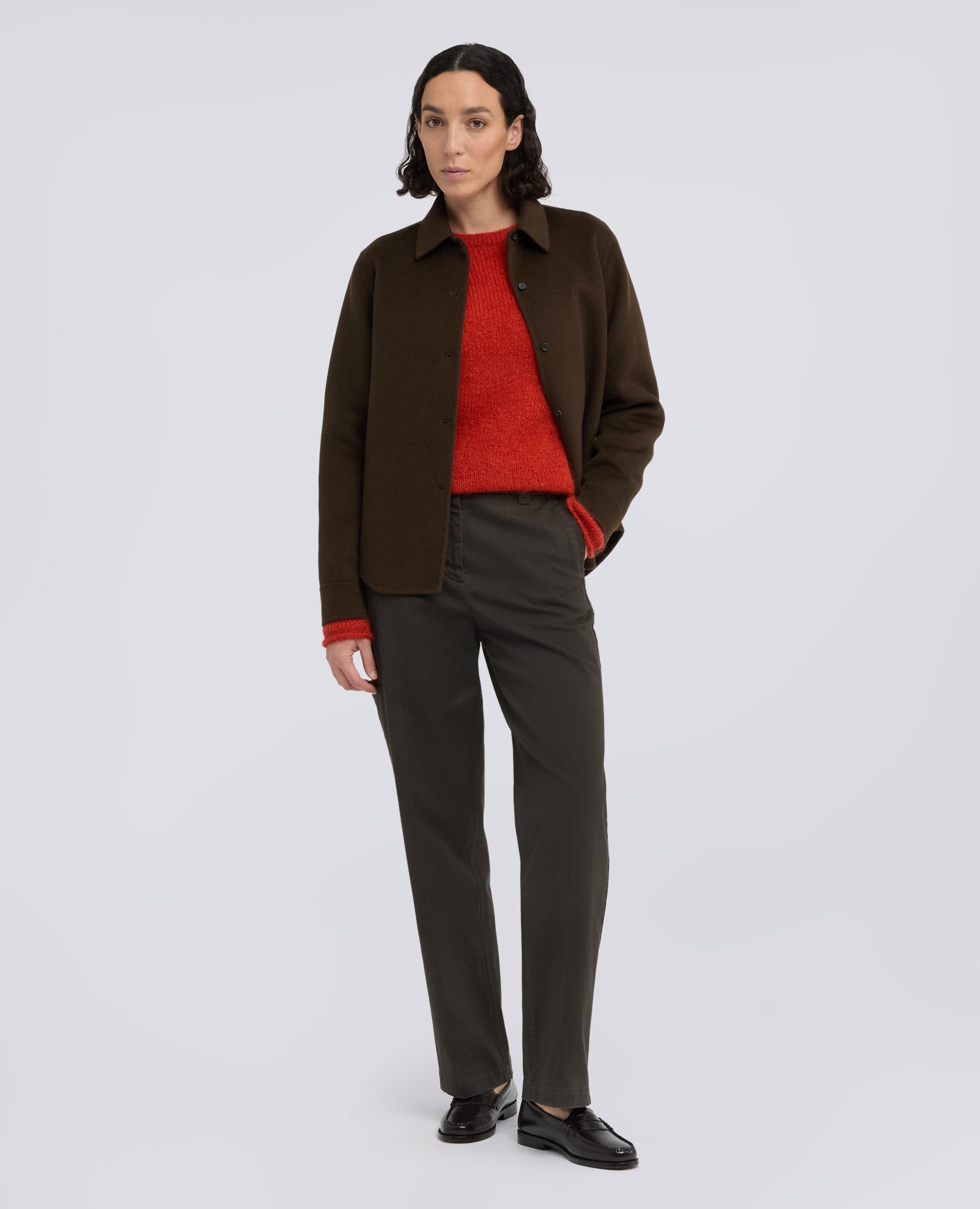 PANTALONE IN GABARDINA DI COTONE - MARRONE - ASPESI