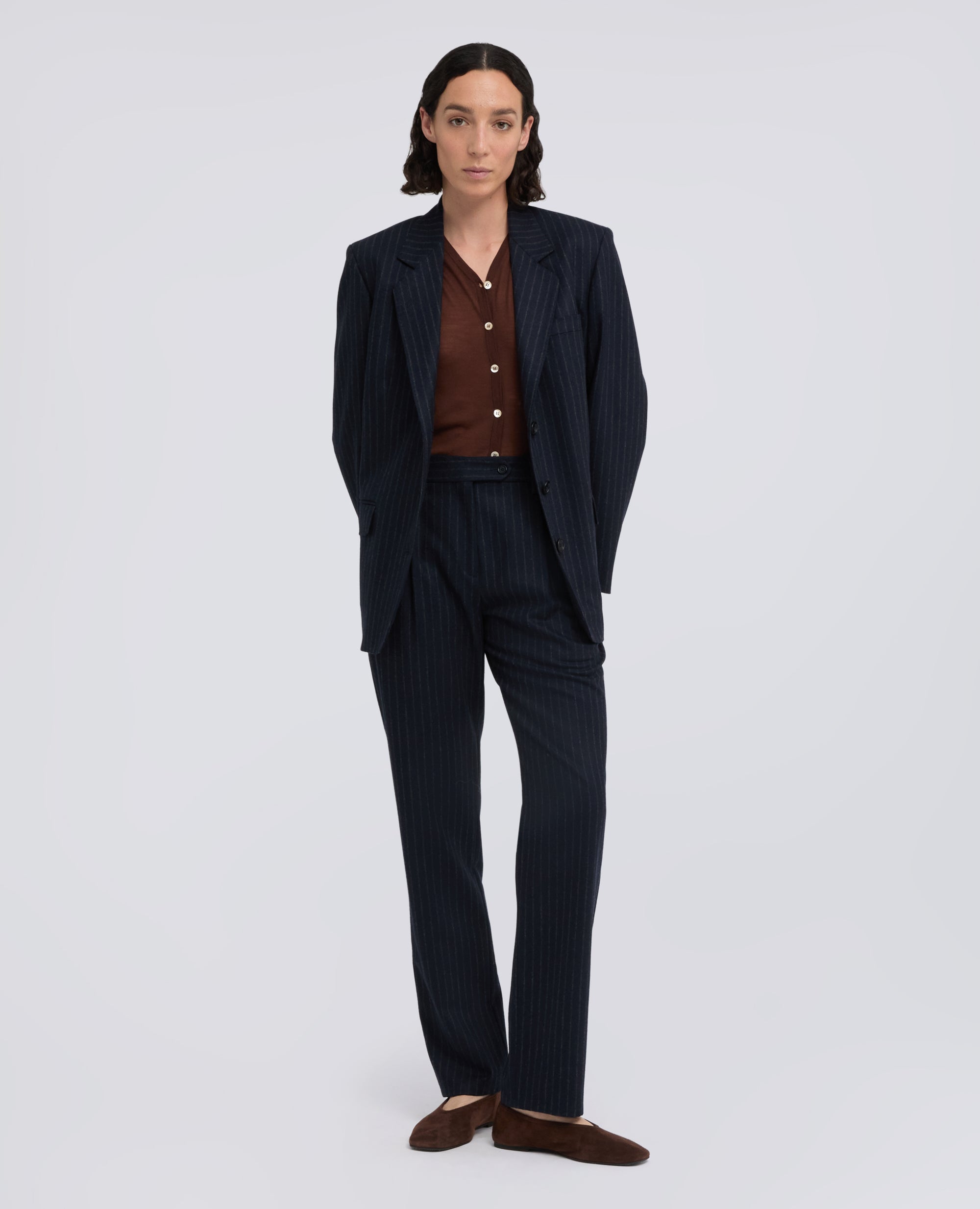 PANTALONE IN FLANELLA DI LANA VERGINE - BLU - ASPESI