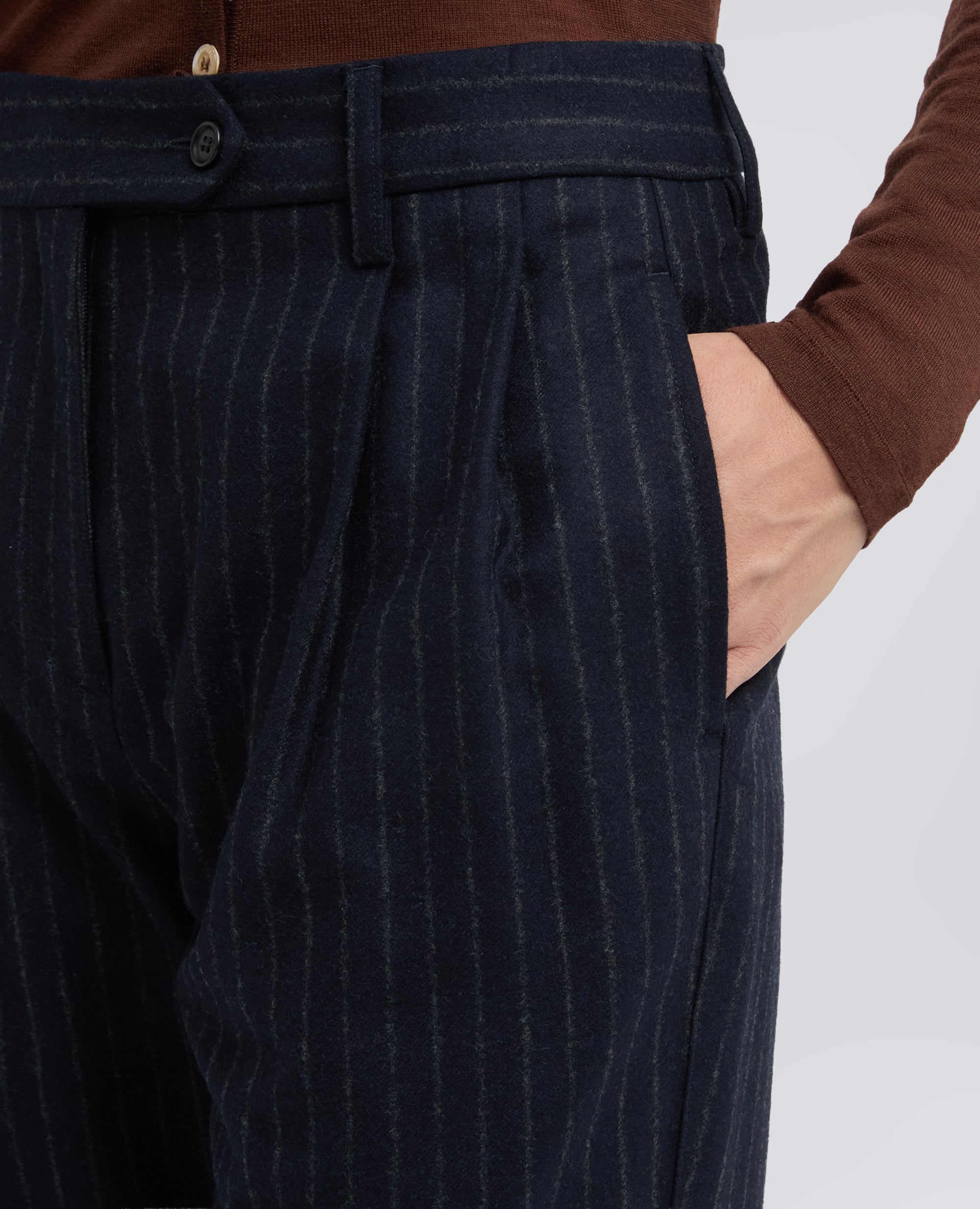 PANTALONE IN FLANELLA DI LANA VERGINE - BLU - ASPESI