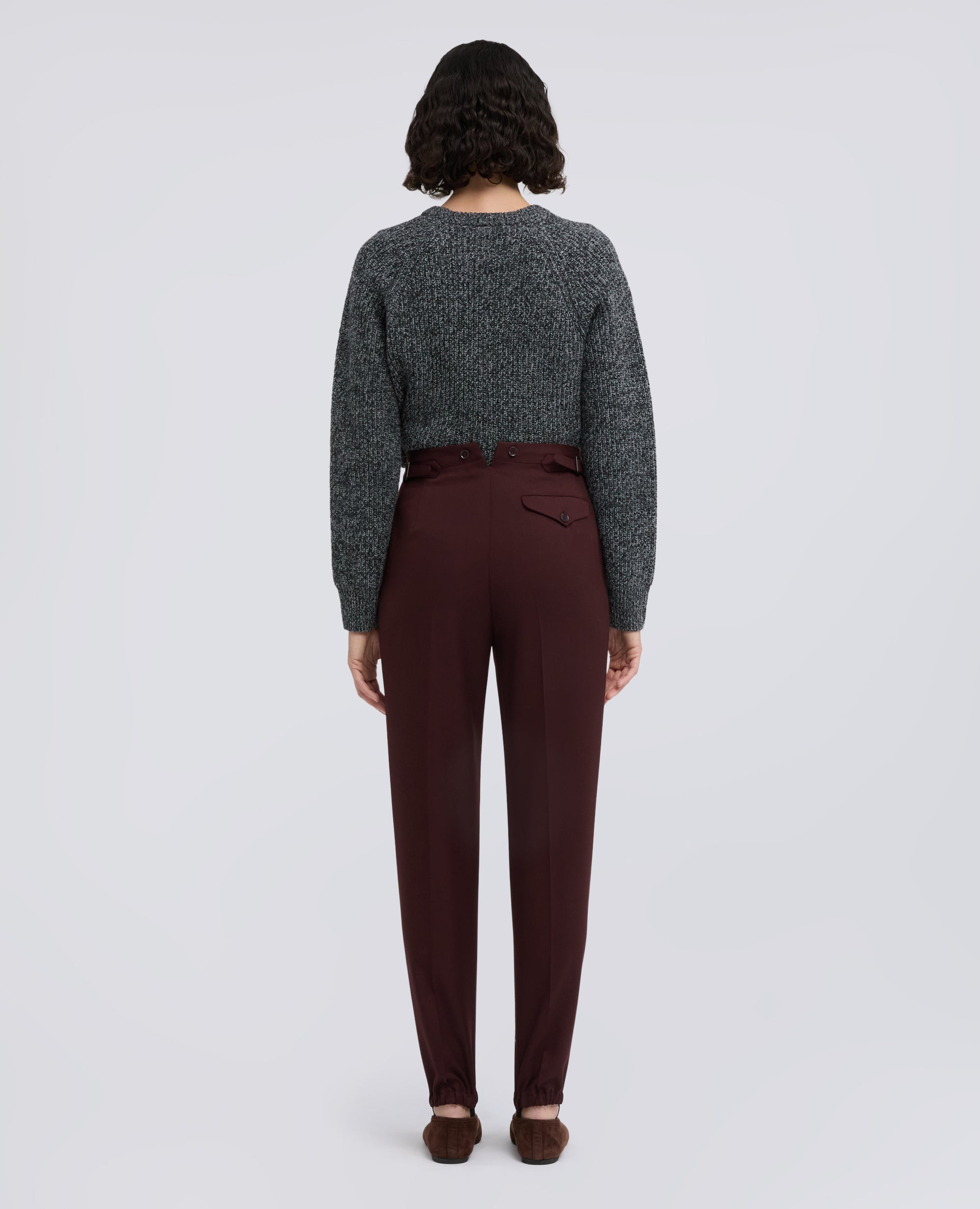 PANTALONE A VITA ALTA IN GABARDINE DI LANA VERGINE - MARRONE - ASPESI