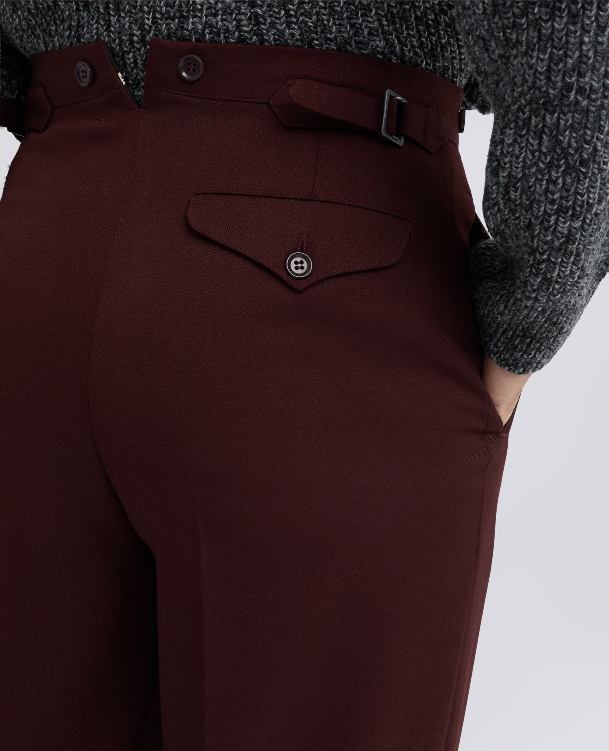 PANTALONE A VITA ALTA IN GABARDINE DI LANA VERGINE - MARRONE - ASPESI