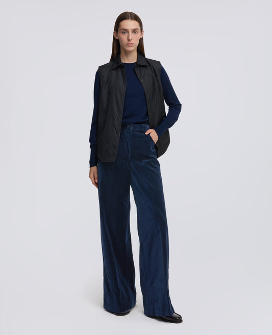 PANTALONE AMPIO IN VELLUTO LISCIO - BLU - ASPESI