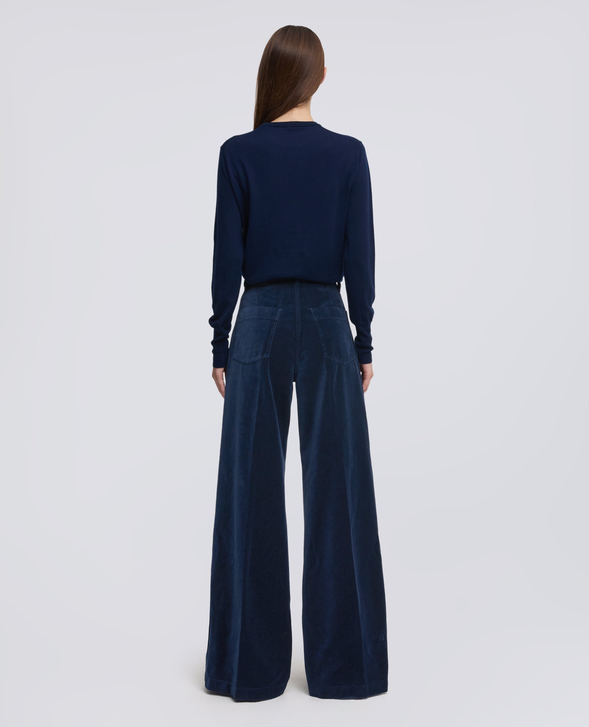PANTALONE AMPIO IN VELLUTO LISCIO - BLU - ASPESI