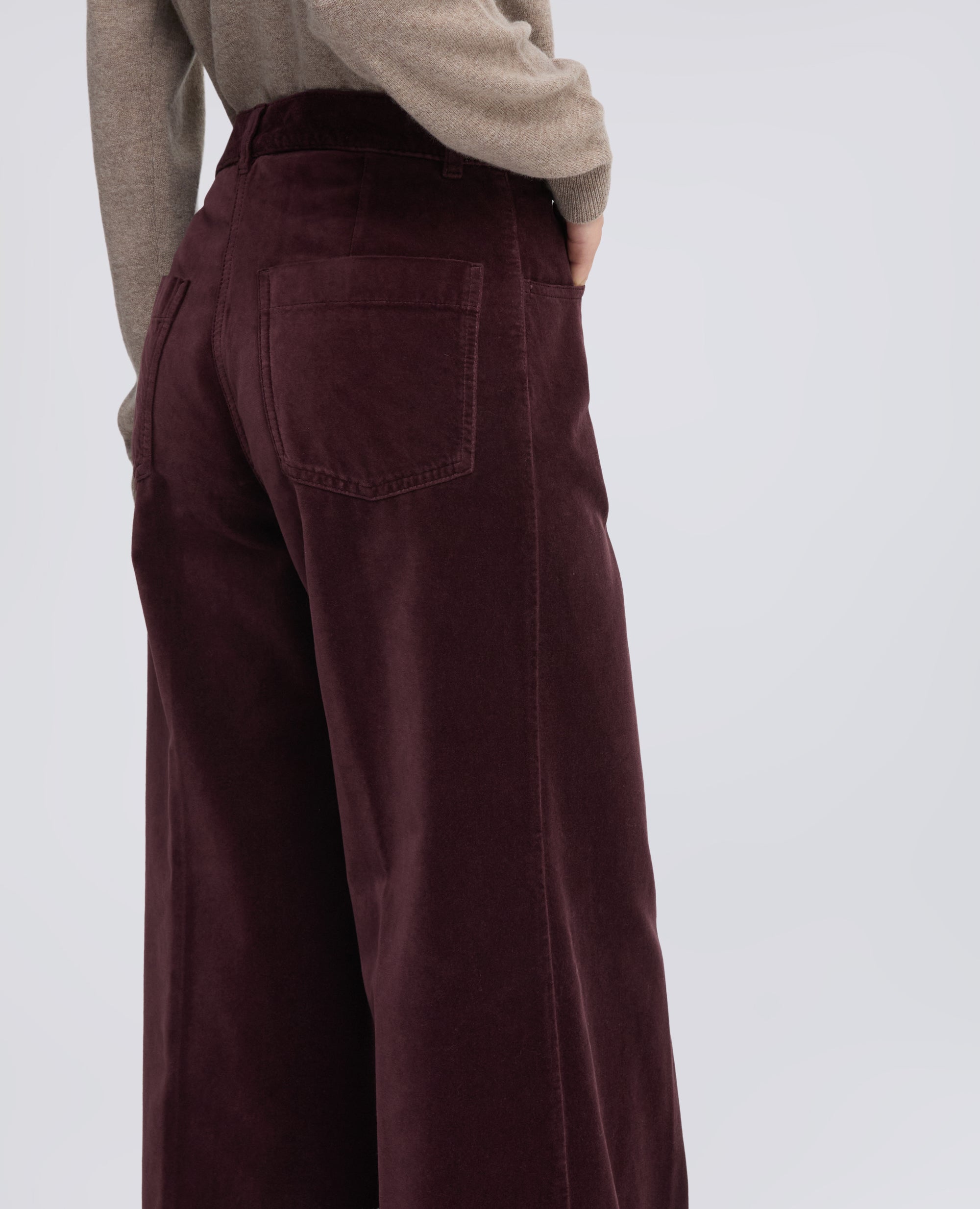 PANTALONE AMPIO IN VELLUTO LISCIO - ROSSO - ASPESI