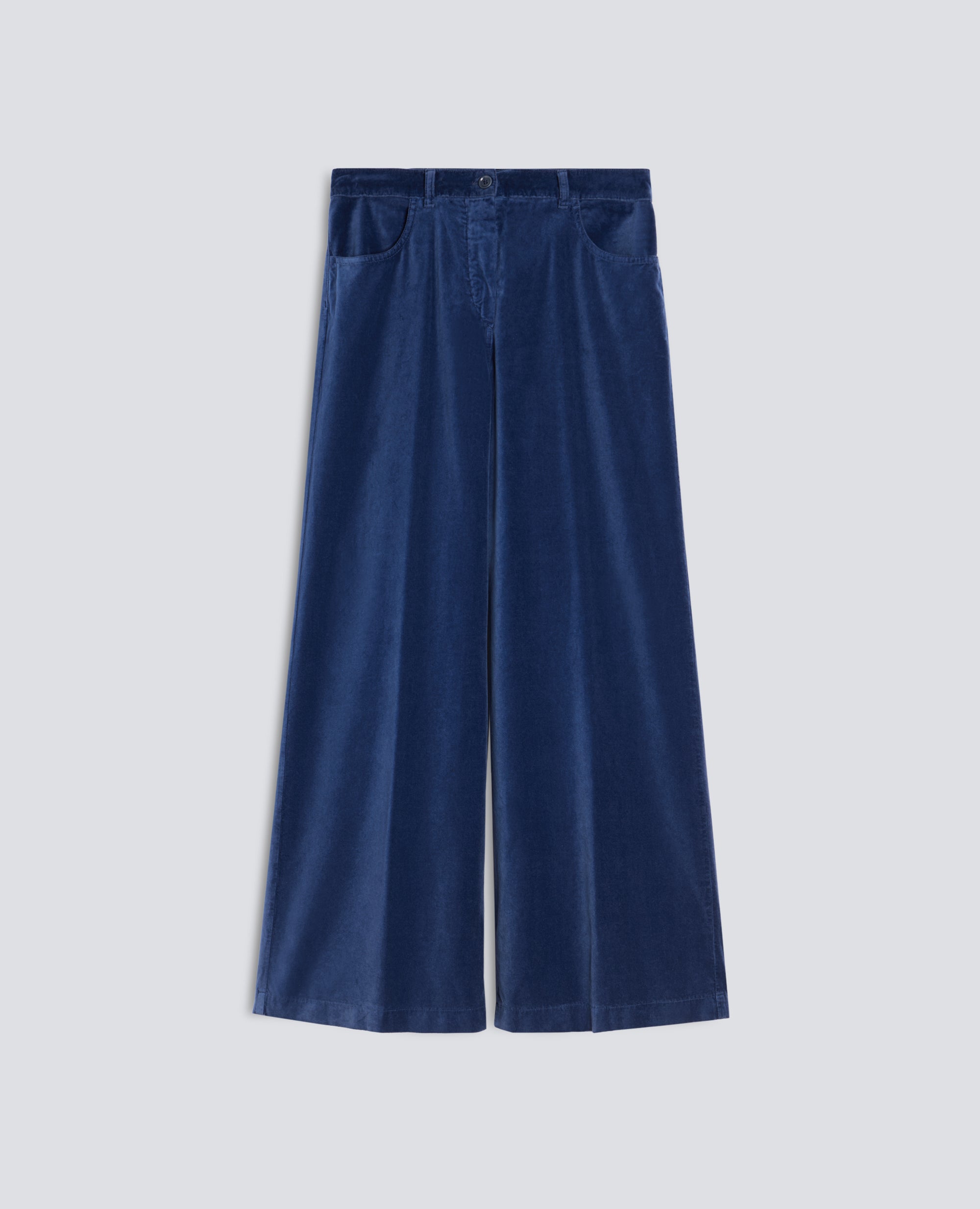 PANTALONE AMPIO IN VELLUTO LISCIO - BLU - ASPESI
