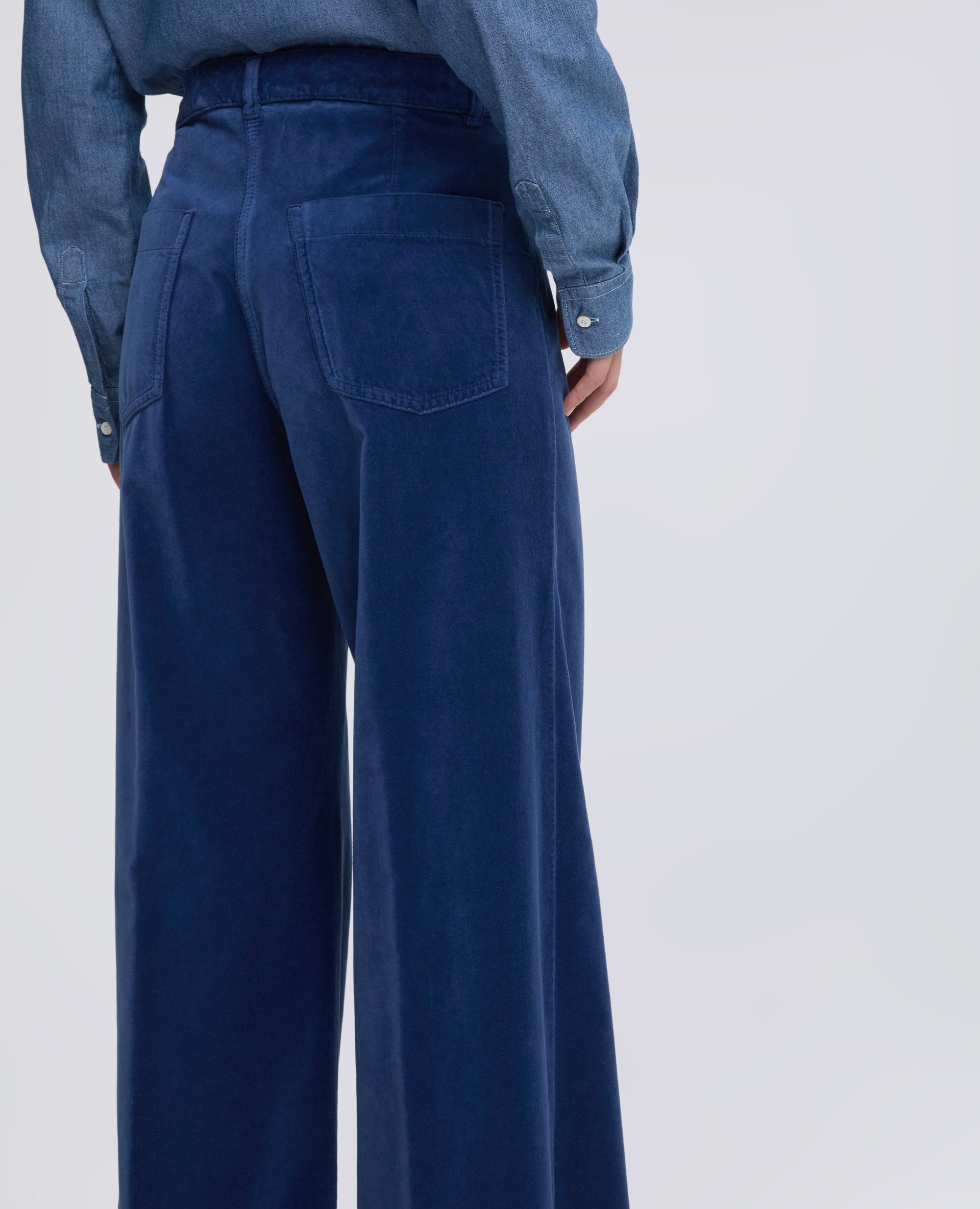 PANTALONE AMPIO IN VELLUTO LISCIO - BLU - ASPESI