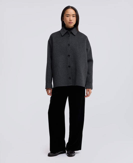 HEMDJACKE AUS DOUBLEFACE-WOLLE MIT BIBER-EFFEKT - GRIGIO - ASPESI