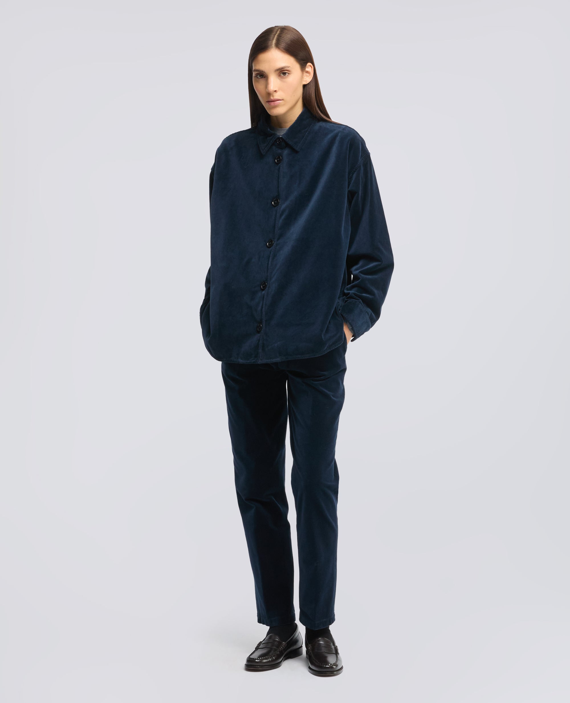 OVERSHIRT IN VELLUTO - BLU - ASPESI