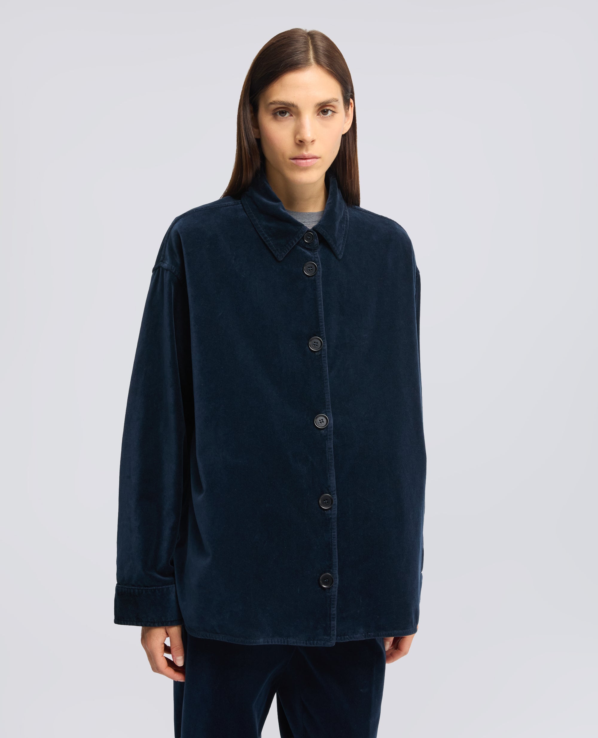 OVERSHIRT IN VELLUTO - BLU - ASPESI