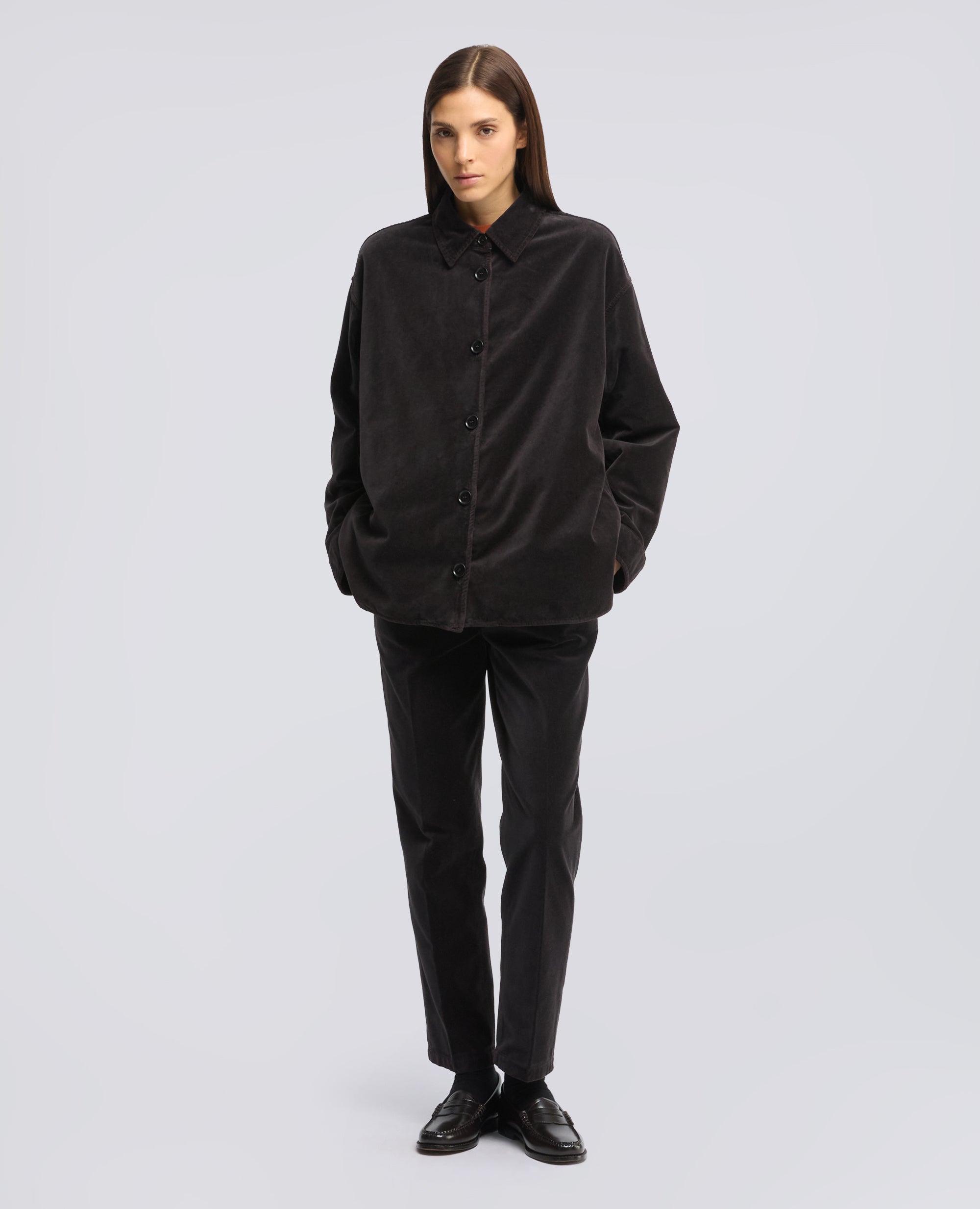 OVERSHIRT IN VELLUTO - MARRONE - ASPESI
