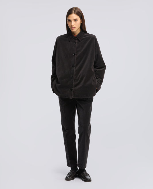 OVERSHIRT IN VELLUTO - MARRONE - ASPESI