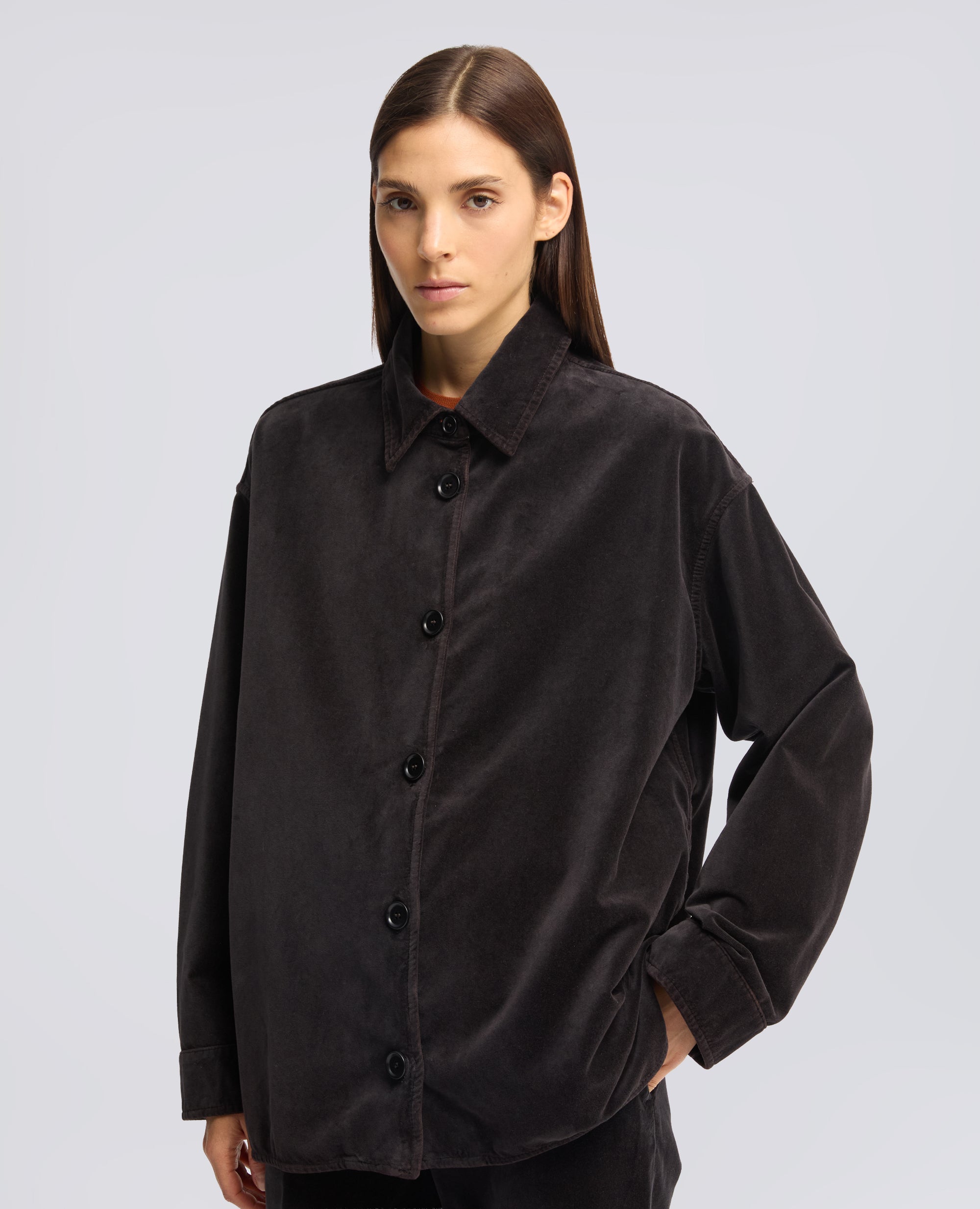 OVERSHIRT IN VELLUTO - MARRONE - ASPESI