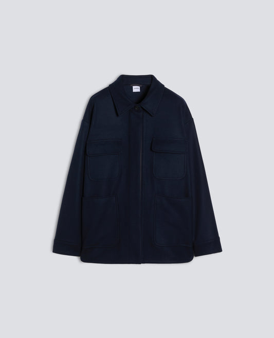 HEMDJACKE AUS DOUBLEFACE-WOLLE MIT BIBER-EFFEKT - BLU - ASPESI