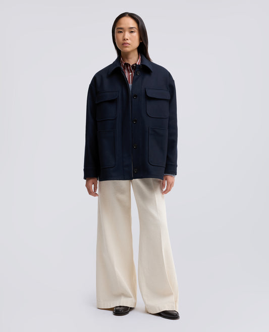 HEMDJACKE AUS DOUBLEFACE-WOLLE MIT BIBER-EFFEKT - BLU - ASPESI
