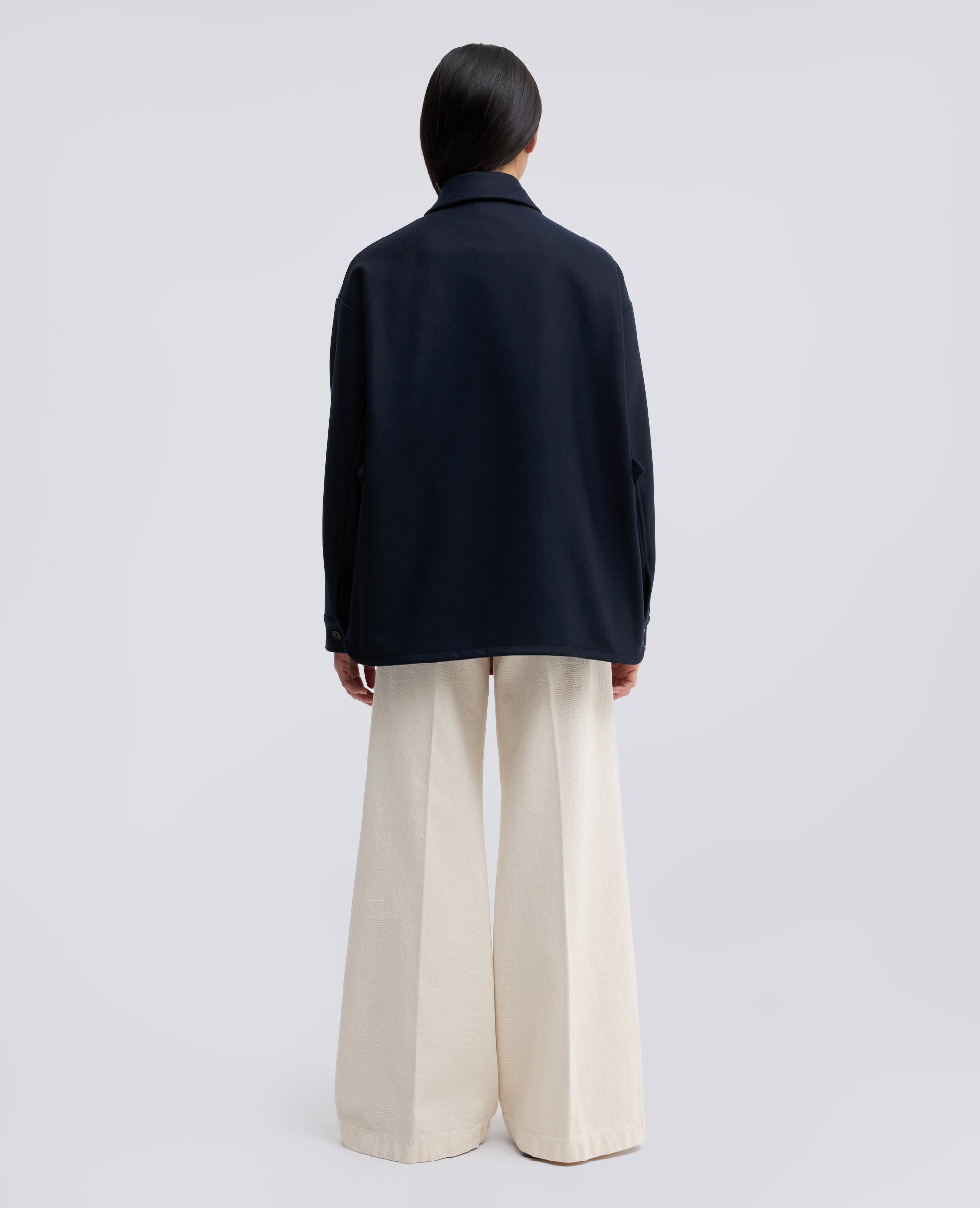 GIACCA CAMICIA IN DOUBLE DI LANA EFFETTO BEAVER - BLU - ASPESI
