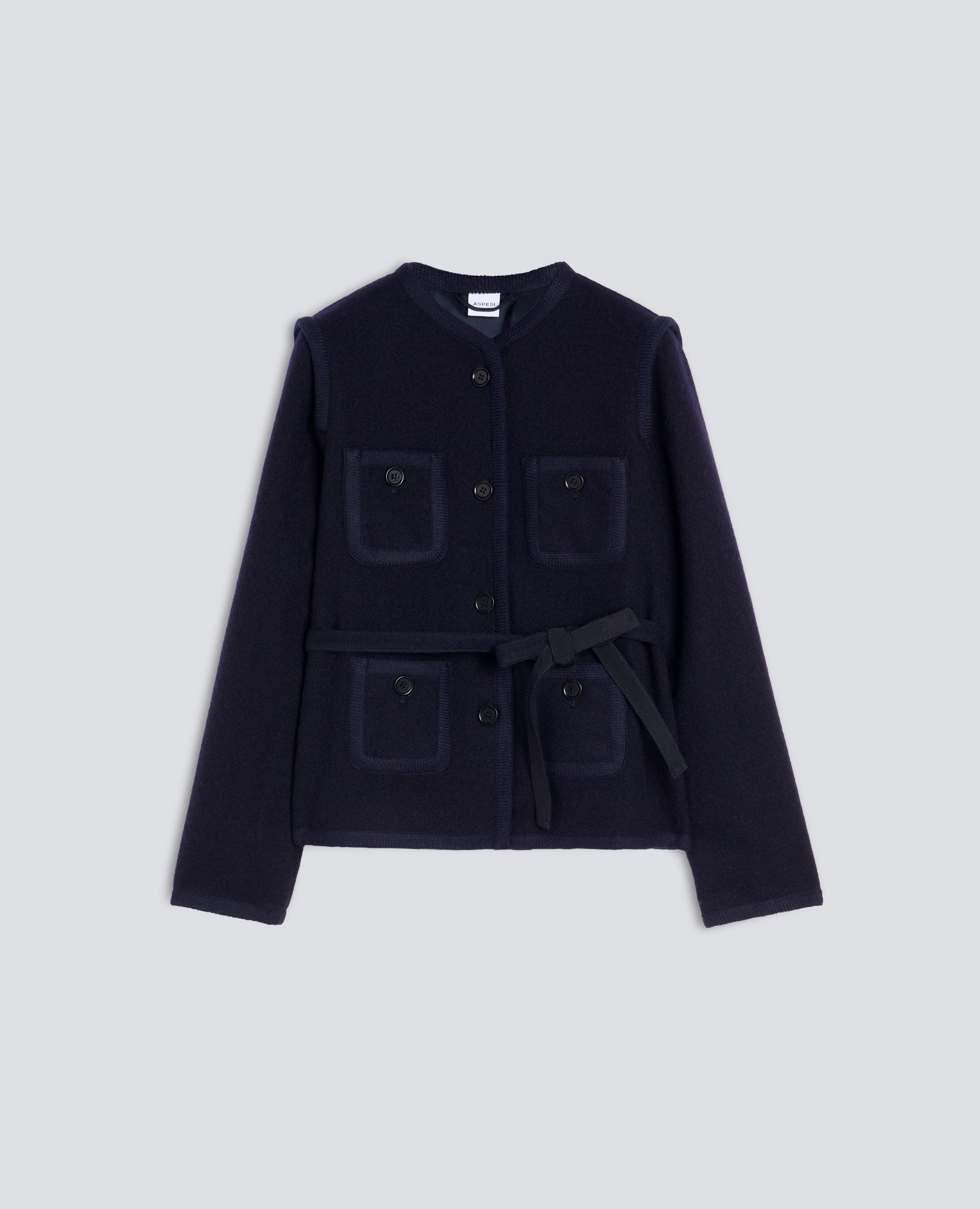 JACKE AUS SHETLAND-WOLLE - BLU - ASPESI