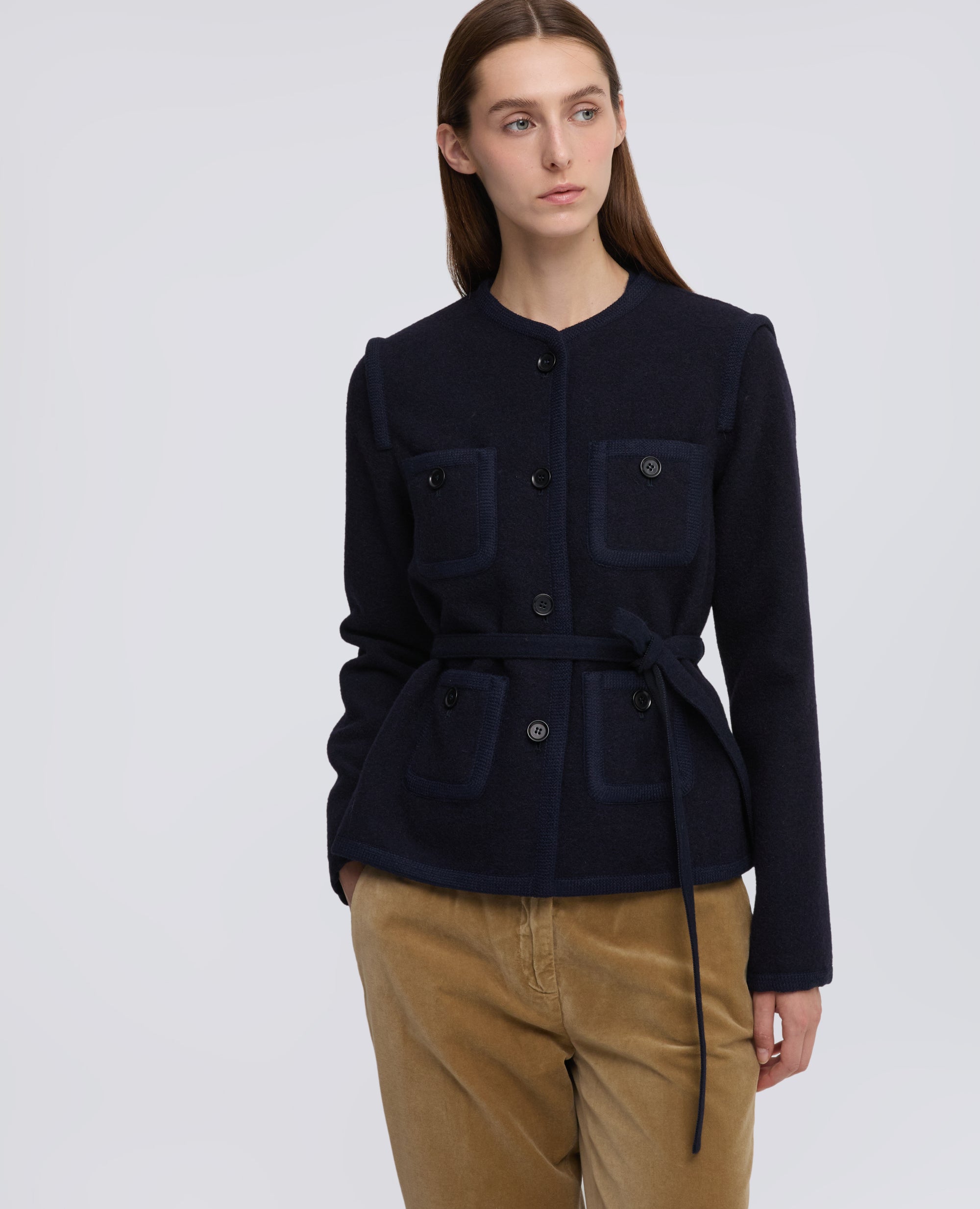 JACKE AUS SHETLAND-WOLLE - BLU - ASPESI