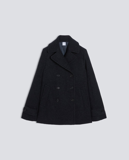CABAN EN PURE LAINE VIERGE BOUILLIE - BLU - ASPESI
