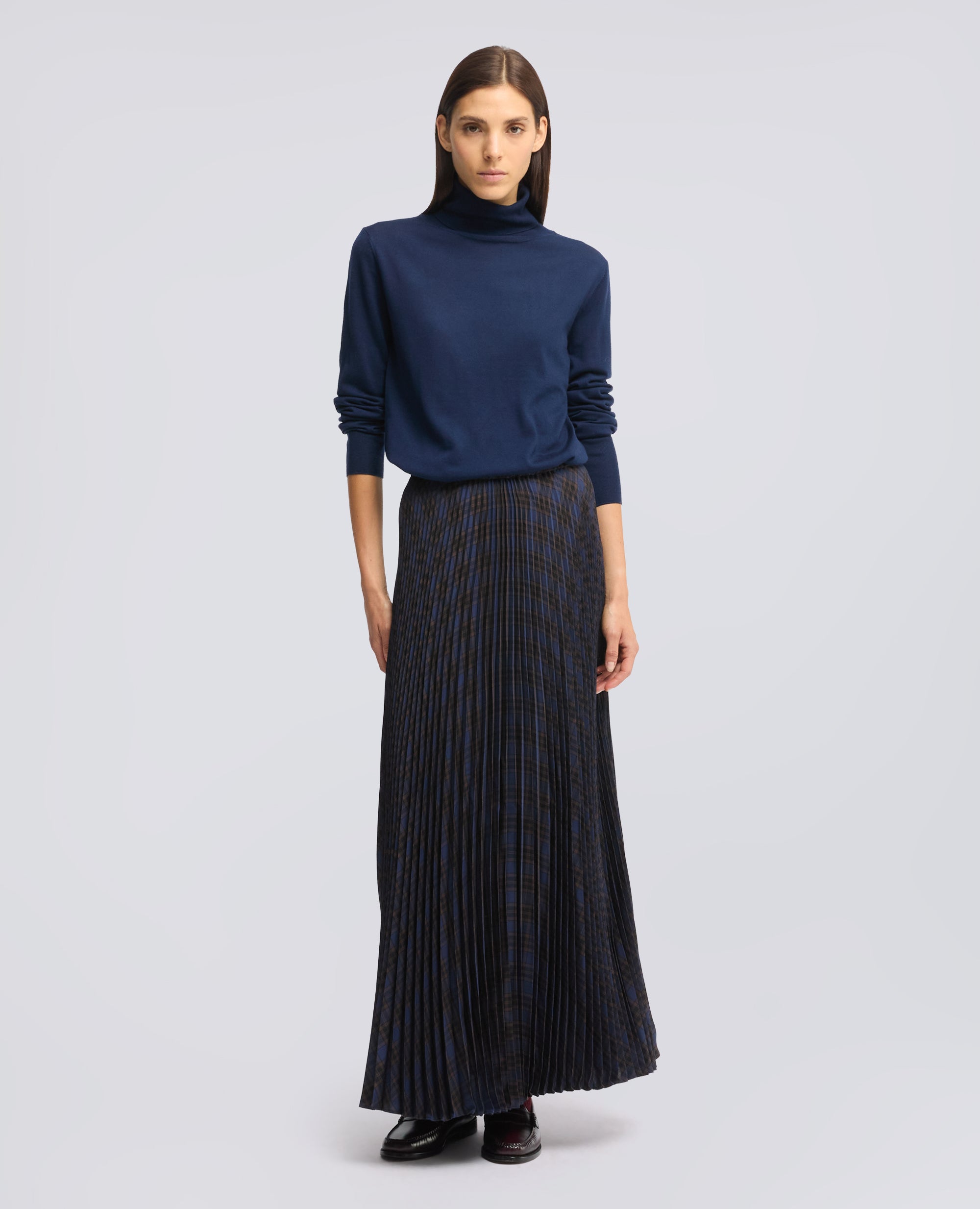 GONNA LUNGA PLISSE IN MODAL CON MOTIVO CHECK - MULTICOLOR - ASPESI