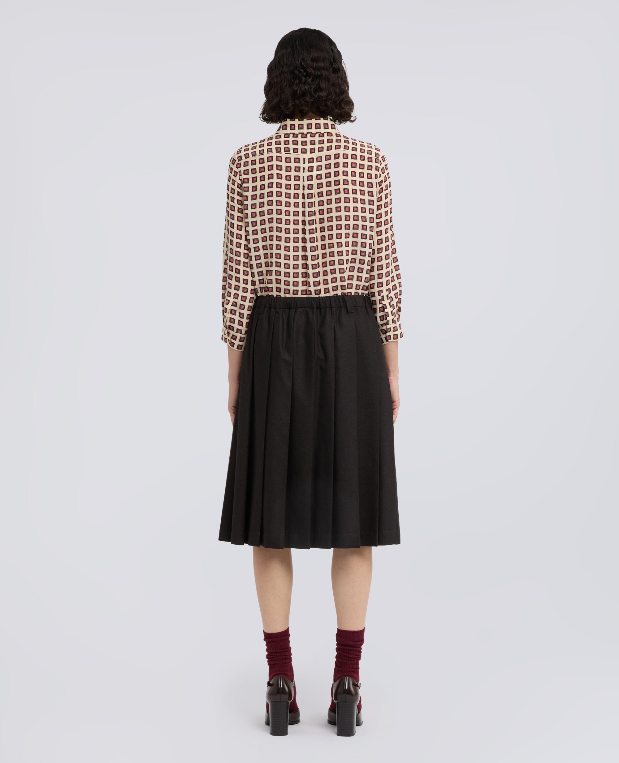 GONNA A PIEGHE IN FLANELLA DI LANA E CASHMERE - MARRONE - ASPESI