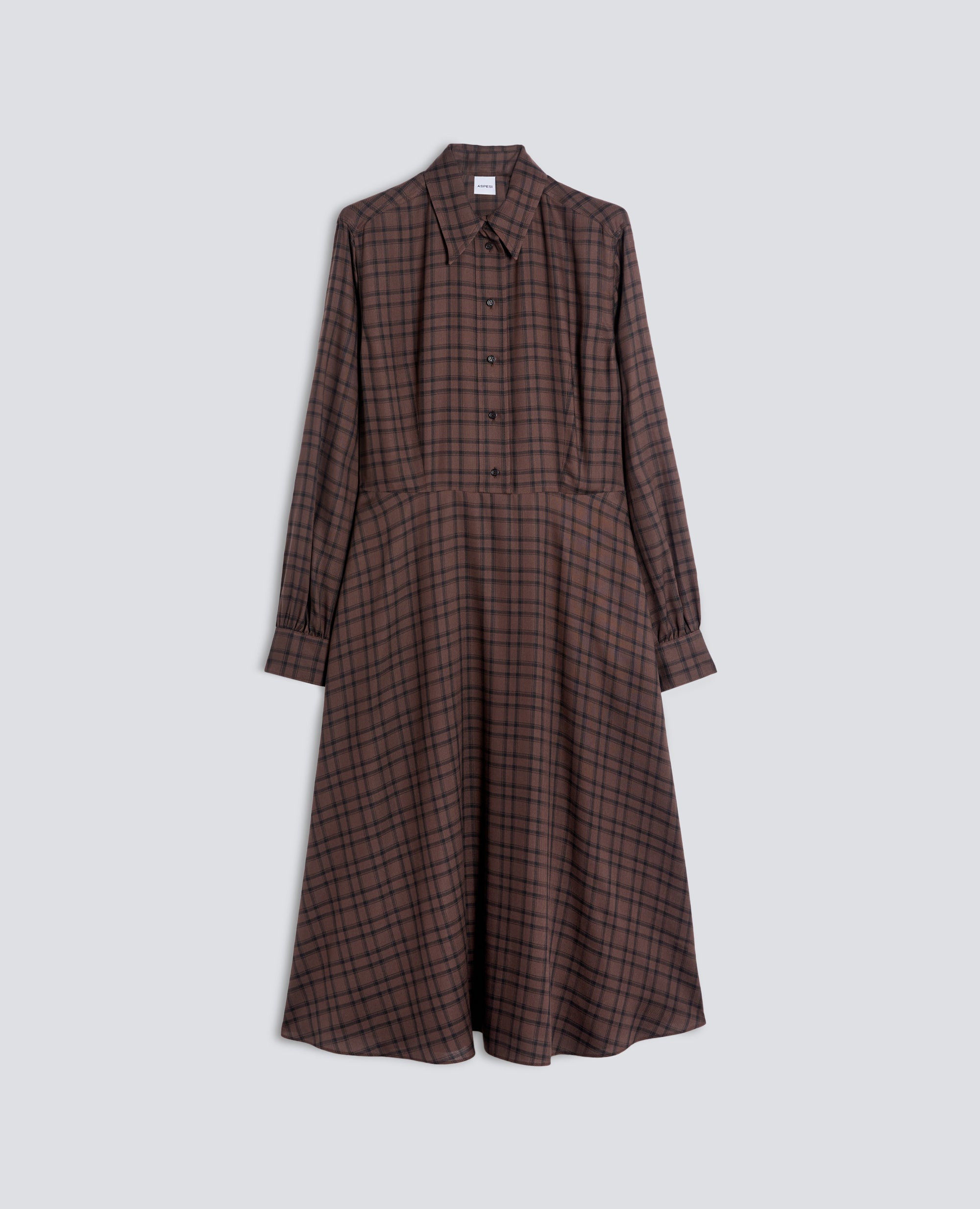 ABITO MIDI IN MODAL CON MOTIVO CHECK - MARRONE - ASPESI