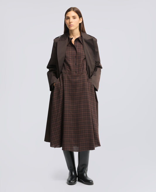 ABITO MIDI IN MODAL CON MOTIVO CHECK - MARRONE - ASPESI