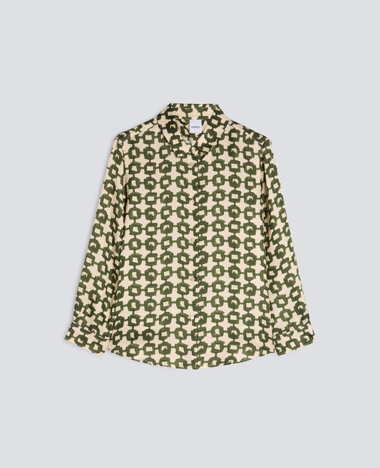 CAMICIA IN TWILL DI VISCOSA SETA STAMPATO - VERDE - ASPESI