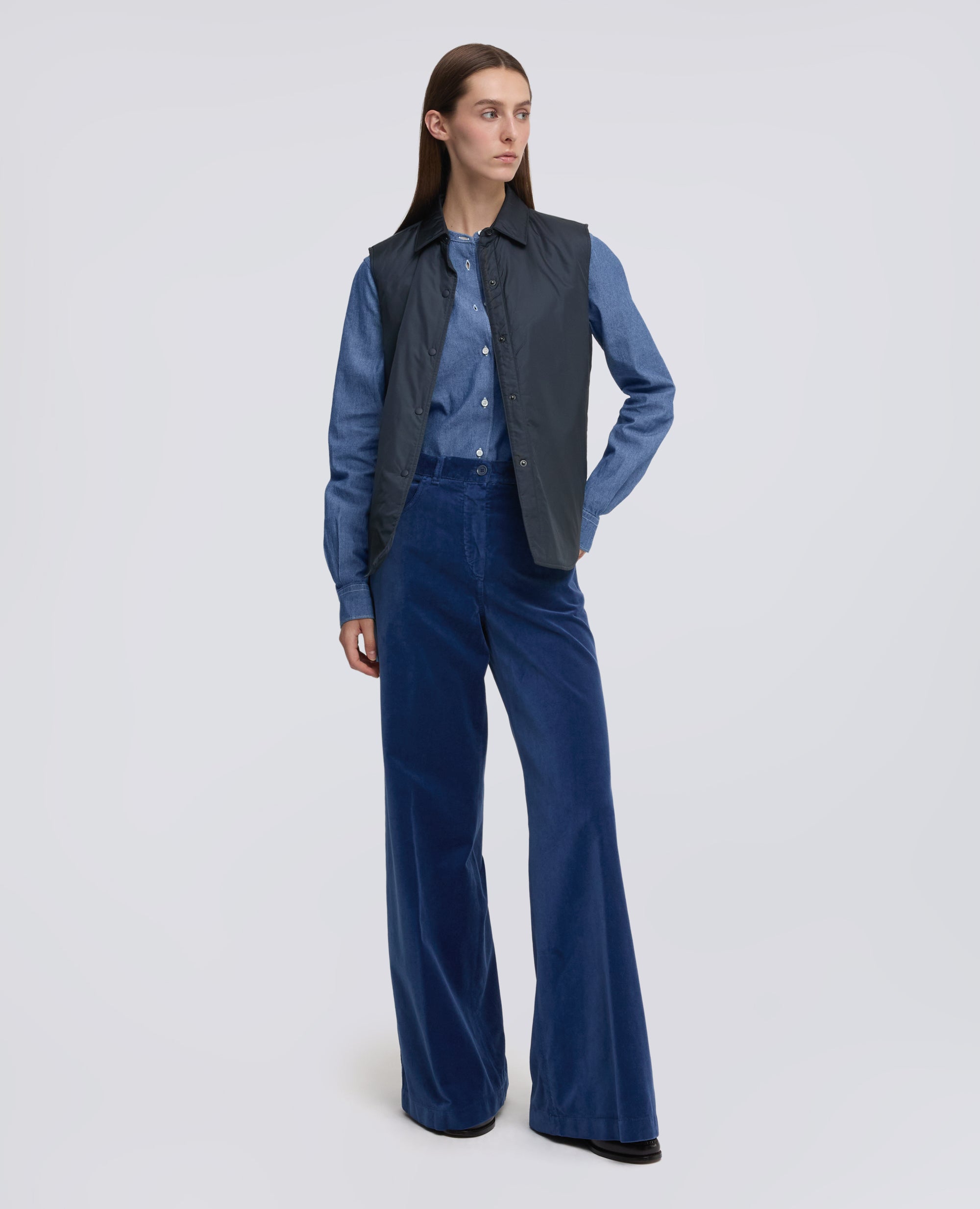 CAMICIA IN CHAMBRAY DI COTONE GIAPPONESE - BLU - ASPESI