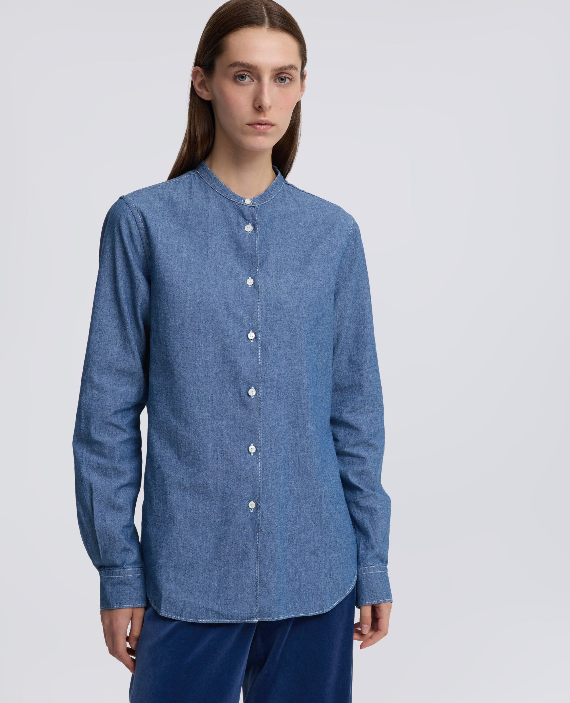 CAMICIA IN CHAMBRAY DI COTONE GIAPPONESE - BLU - ASPESI