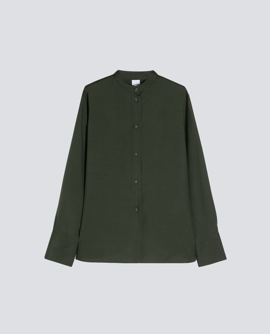 CHEMISE EN HABOTAI DE SOIE AVEC COL MAO - VERDE - ASPESI