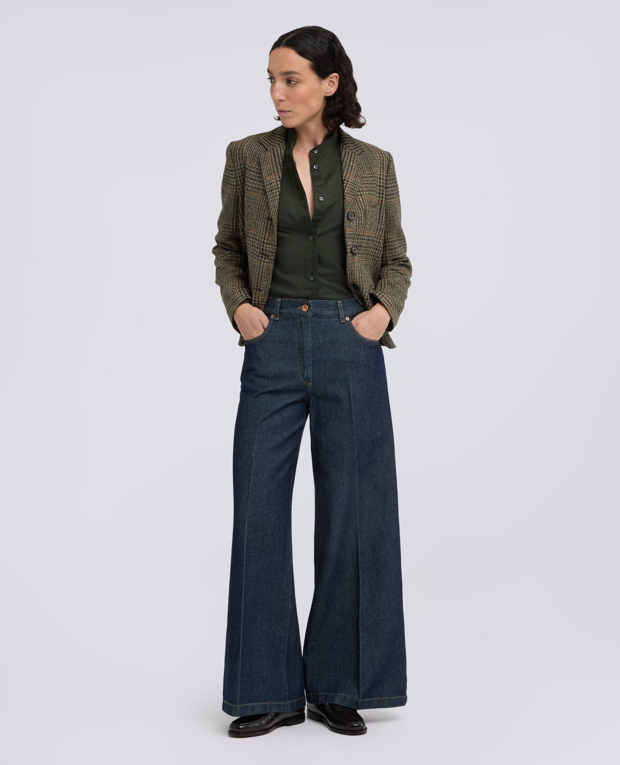 CAMICIA IN HABUTAI DI SETA CON COLLO ALLA COREANA - VERDE - ASPESI