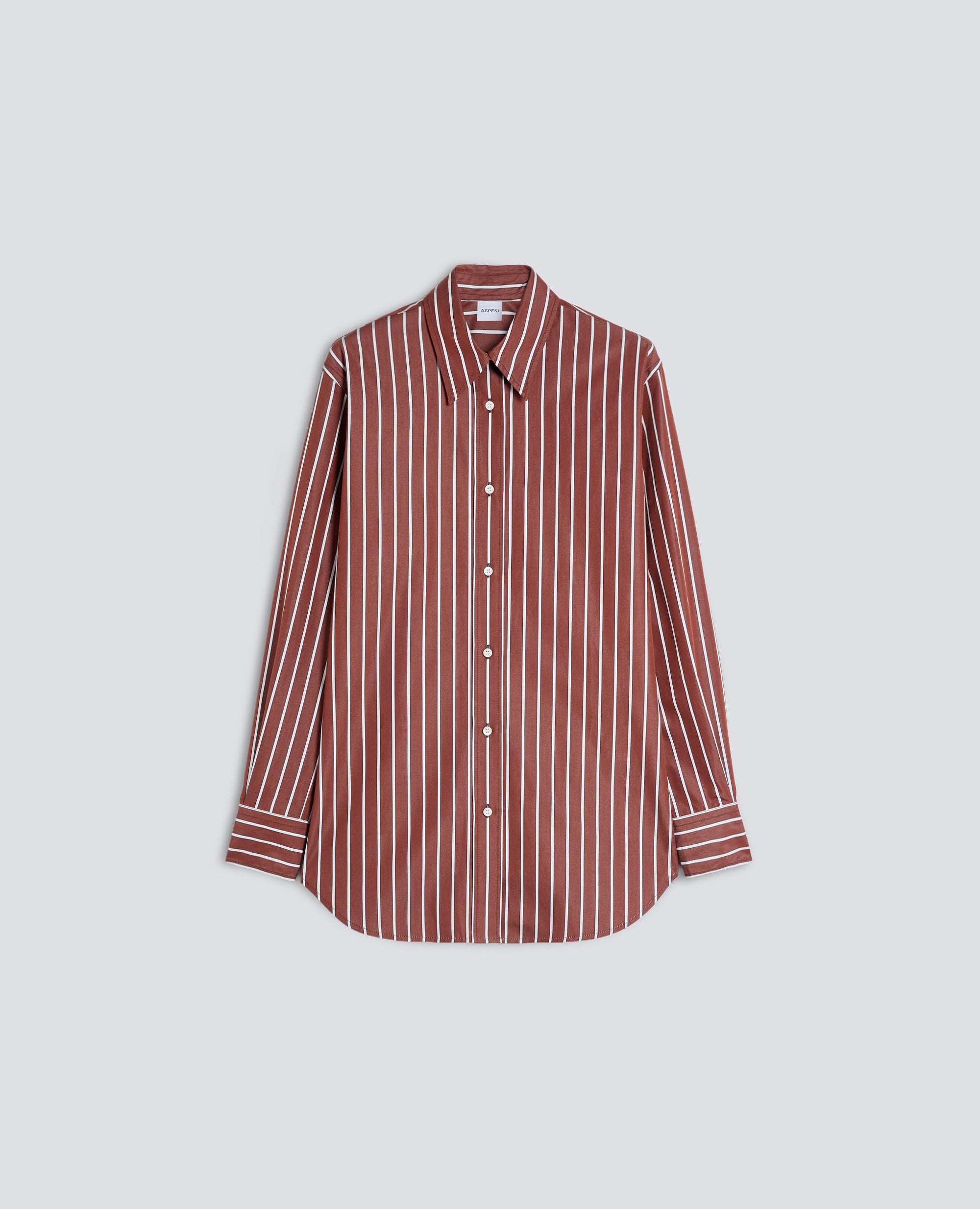 CHEMISE EN POPELINE DE COTON À RAYURES - MARRONE - ASPESI