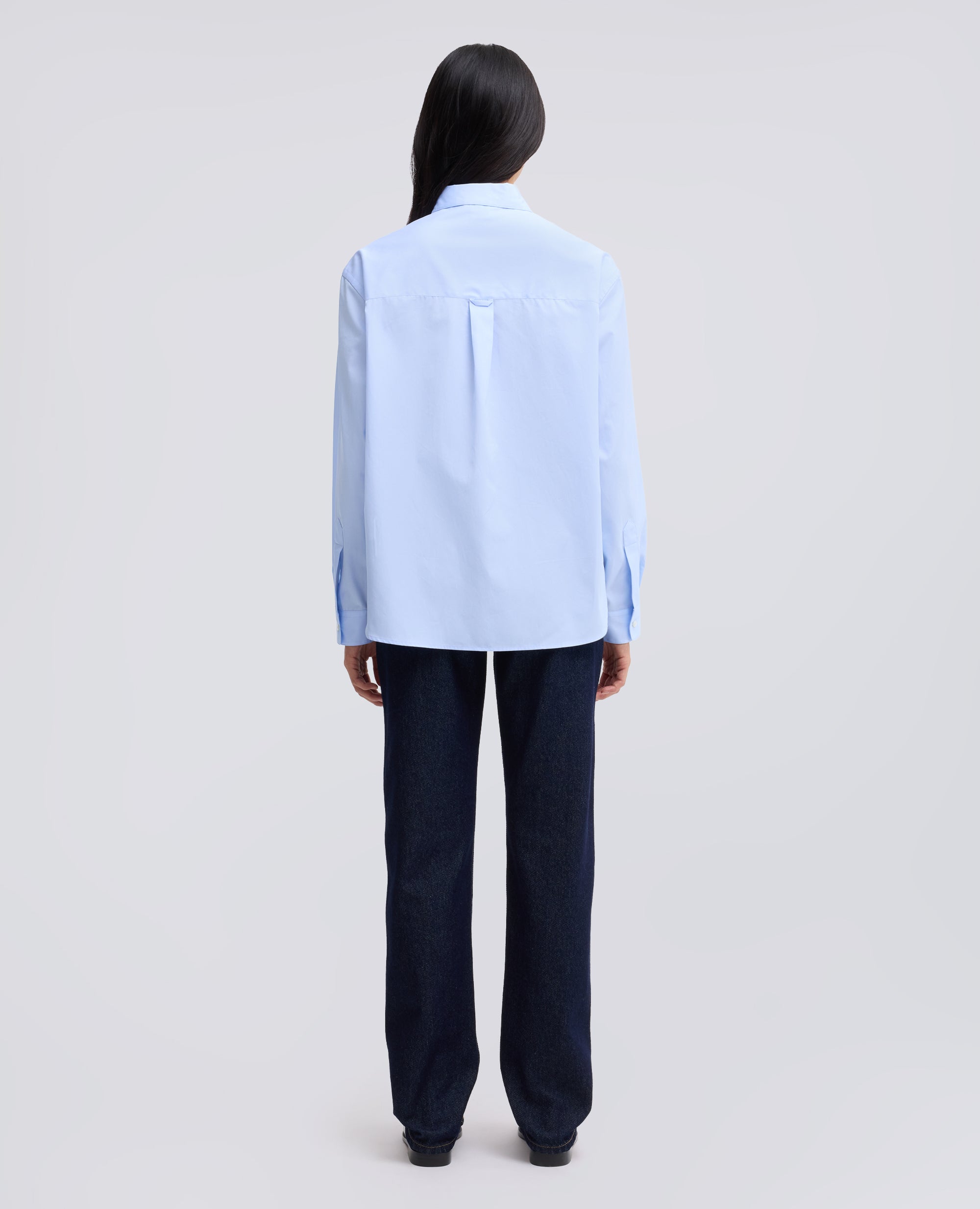 CAMICIA BOXY IN POPELINE DI COTONE - AZZURRO - ASPESI