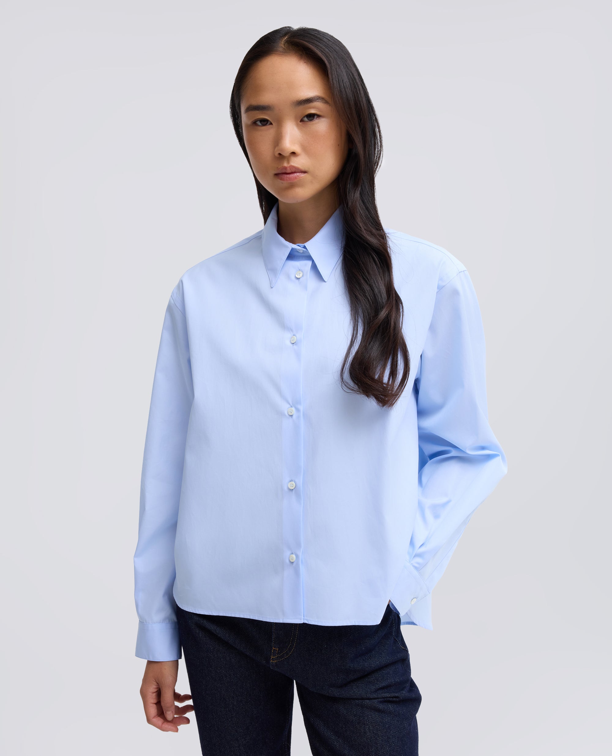 CAMICIA BOXY IN POPELINE DI COTONE - AZZURRO - ASPESI