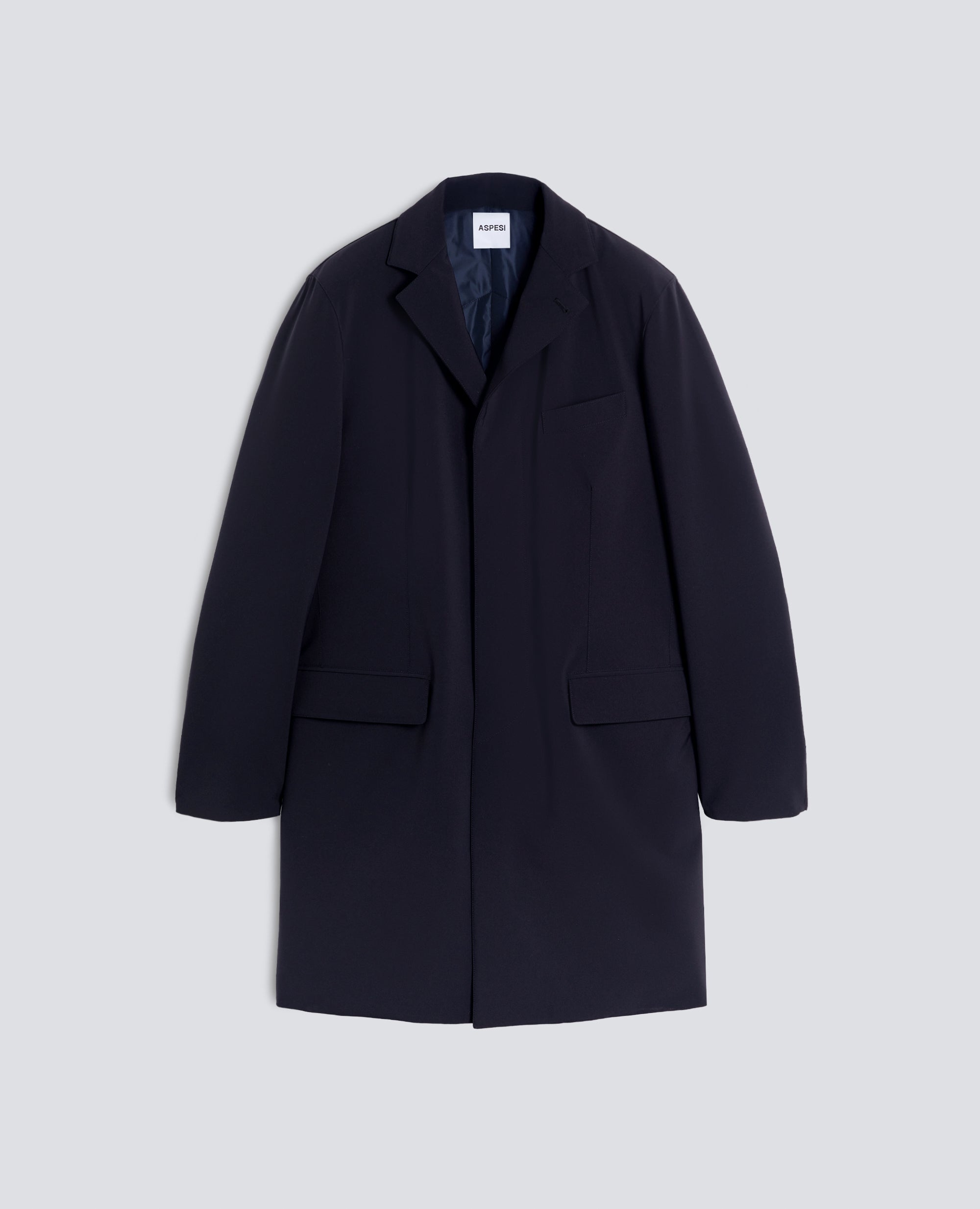 CAPPOTTO MONOPETTO IN TWILL DI POLIESTERE - BLU - ASPESI