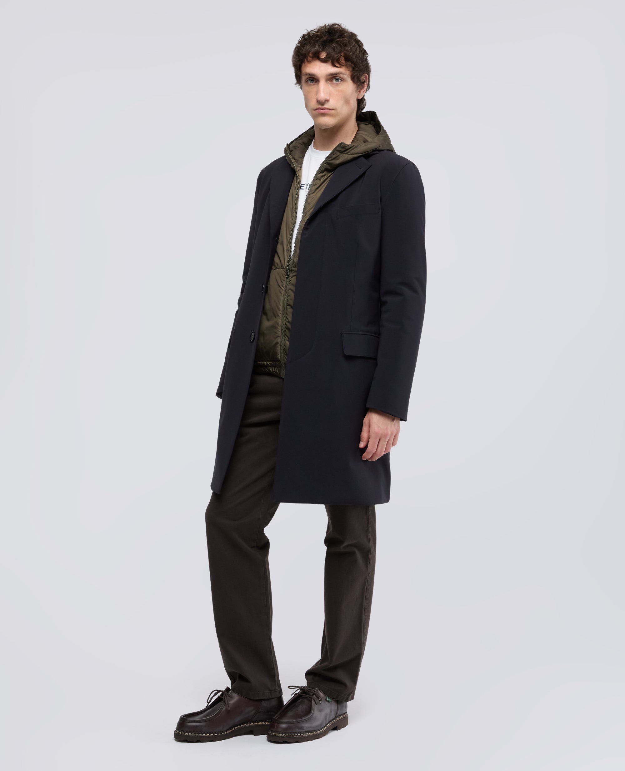 CAPPOTTO MONOPETTO IN TWILL DI POLIESTERE - BLU - ASPESI