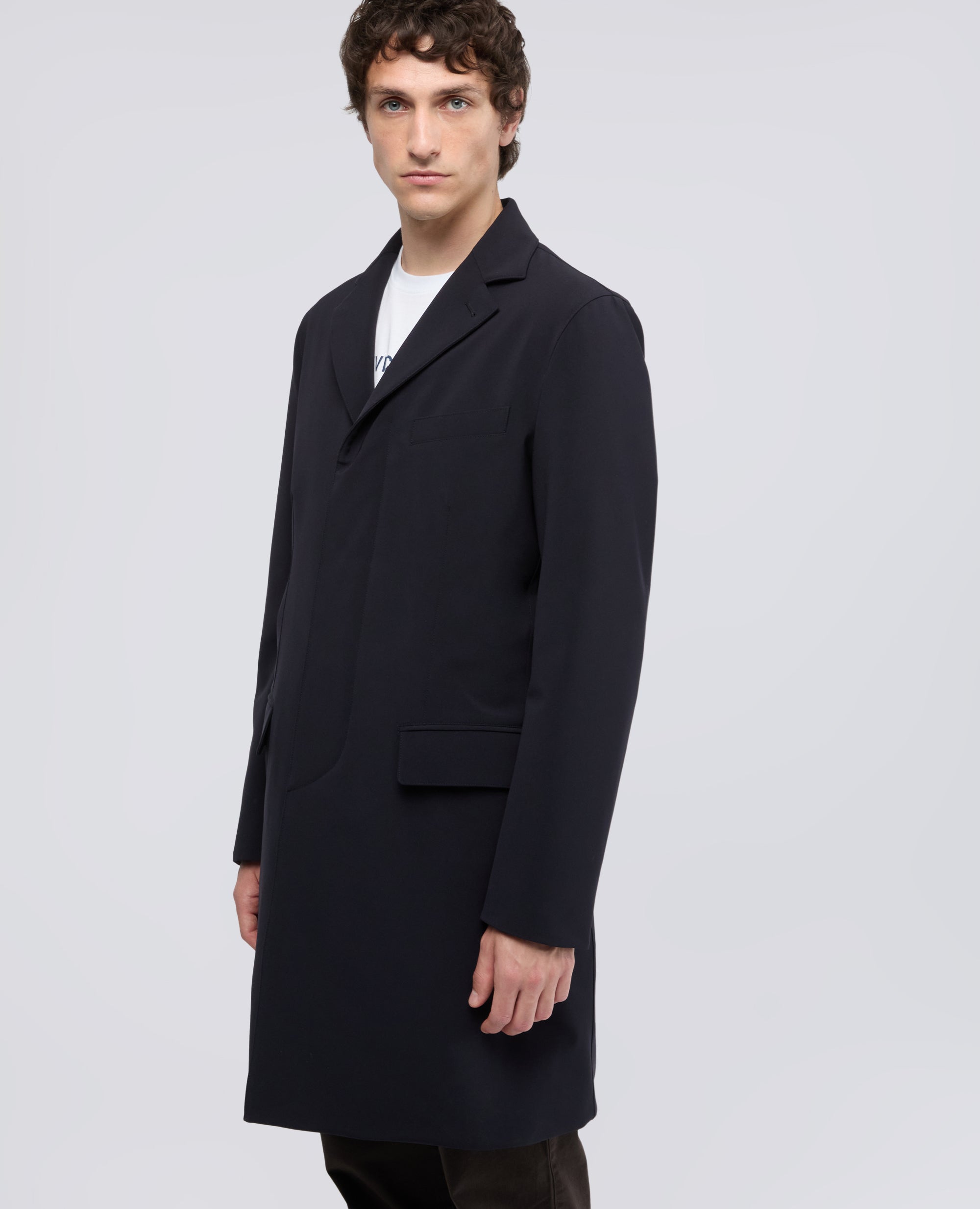 CAPPOTTO MONOPETTO IN TWILL DI POLIESTERE - BLU - ASPESI
