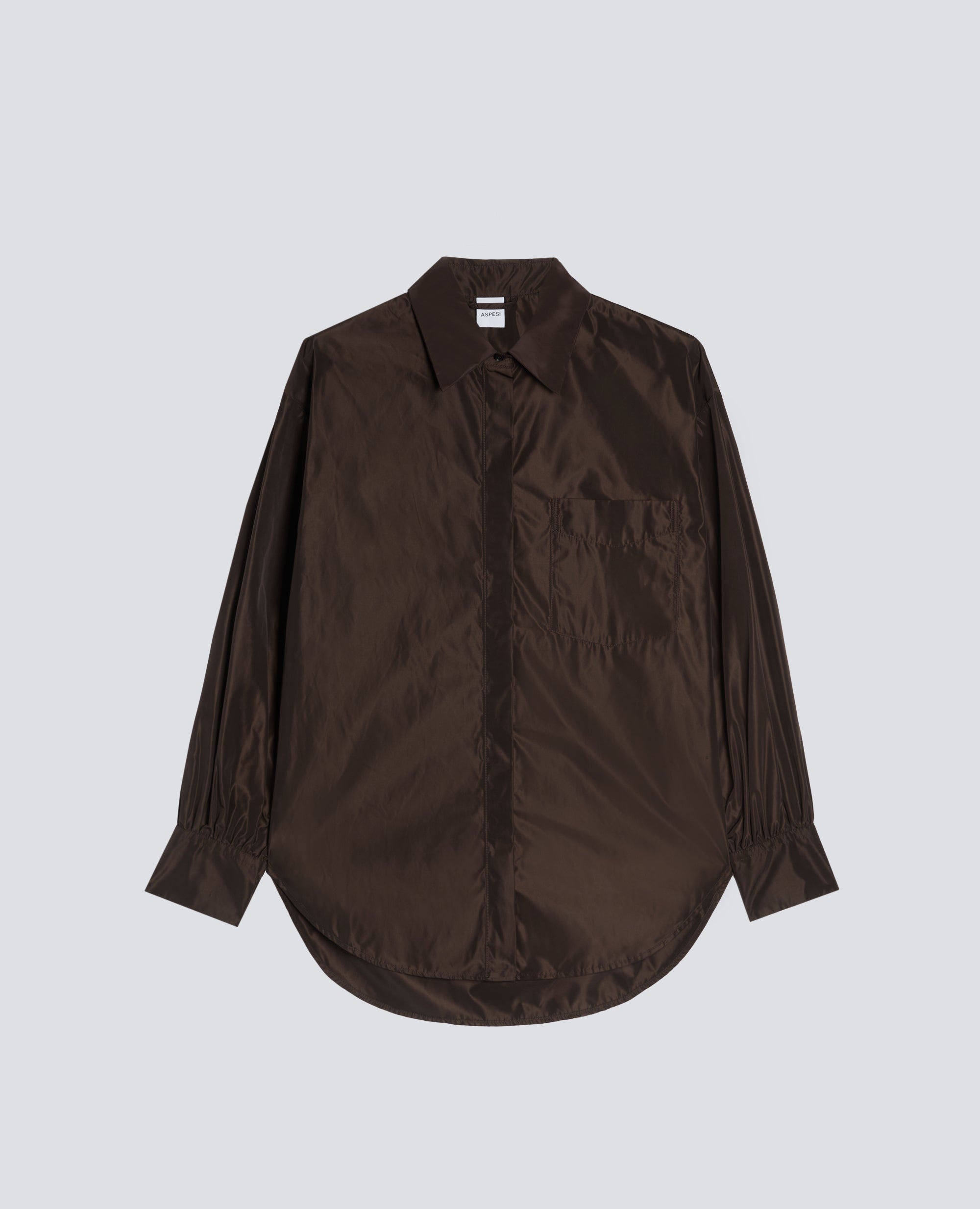 CAMICIA CLASSICA IN TESSUTO TECNICO - MARRONE - ASPESI
