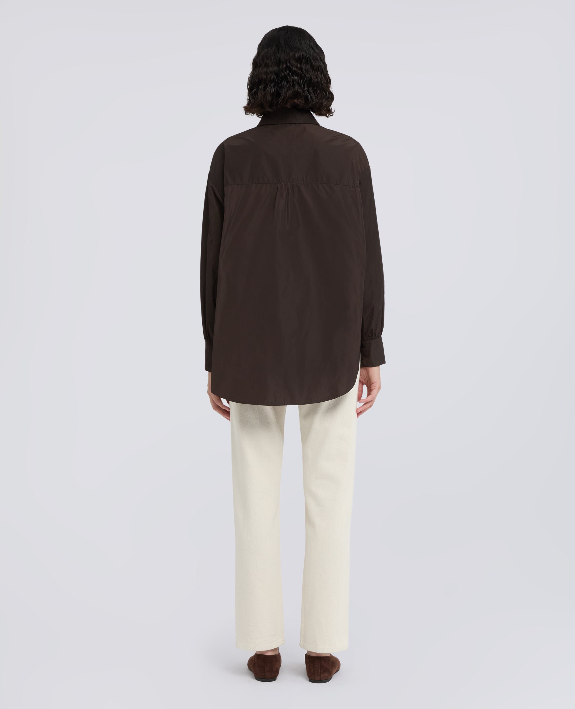 CAMICIA CLASSICA IN TESSUTO TECNICO - MARRONE - ASPESI