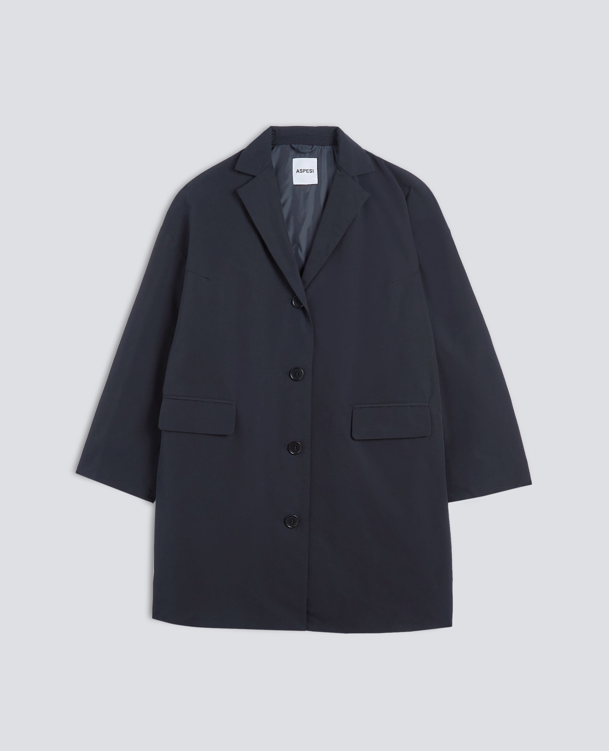 CAPPOTTO IN TELA DI MISTO COTONE CON OVATTA THERMORE® - BLU - ASPESI